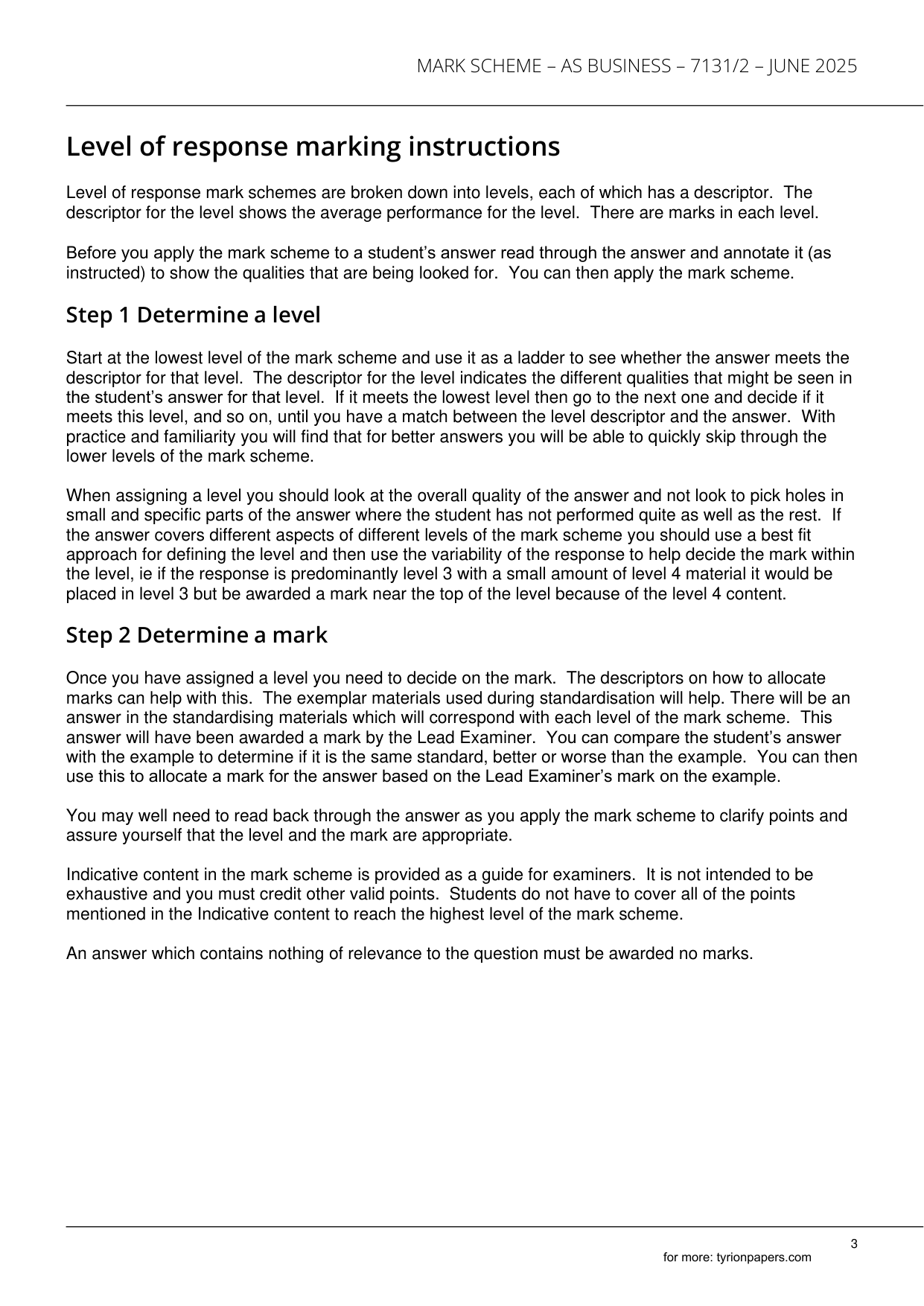 AQA AS Business Paper 2 2025 Mark Scheme IMG-3