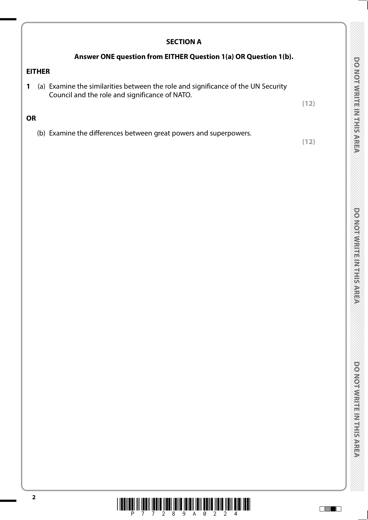 Pearson Edexcel A Level Politics 2025 Paper 3B QP