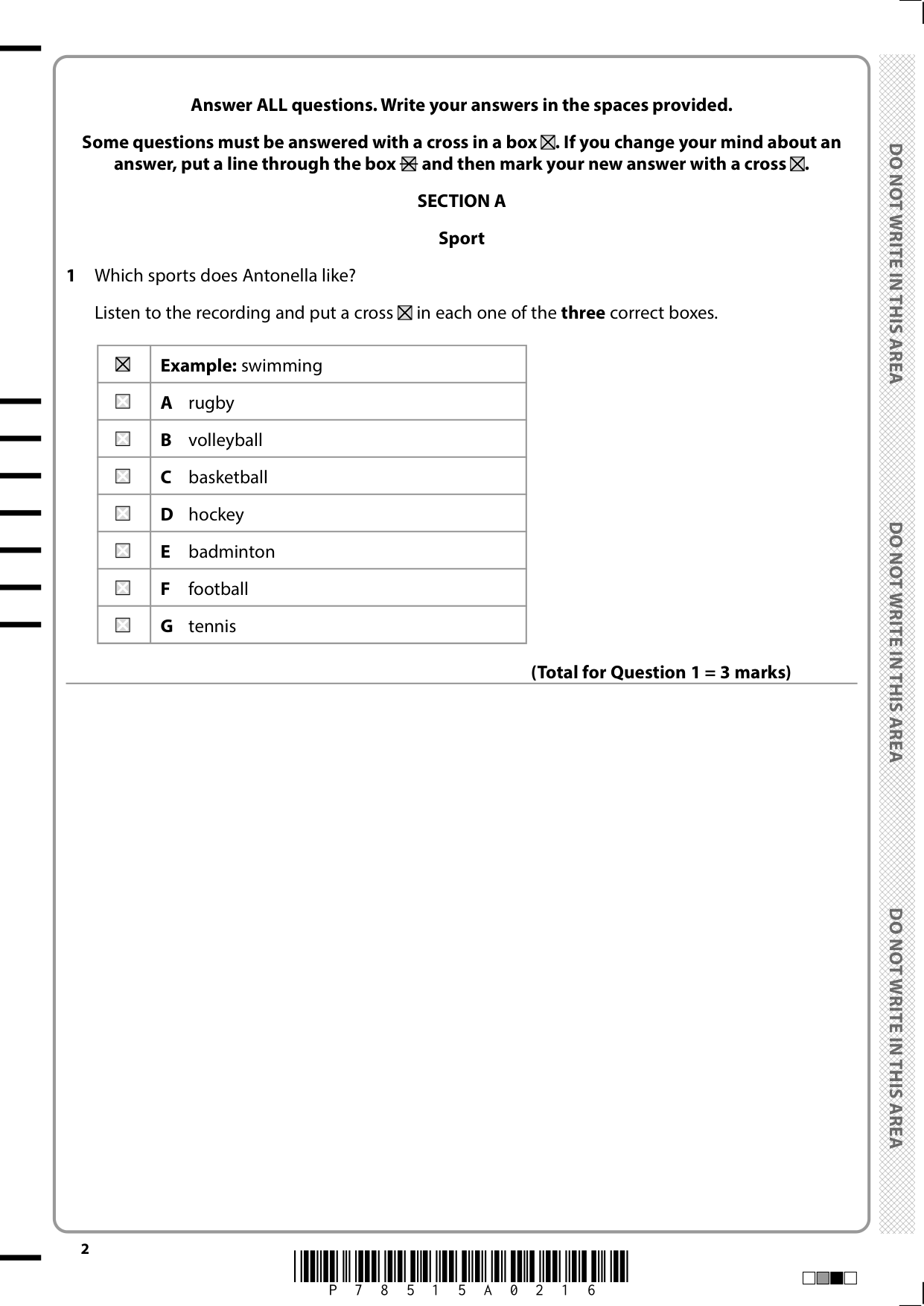 Pearson Edexcel GCSE Italian 2025 Paper 1F Question Paper