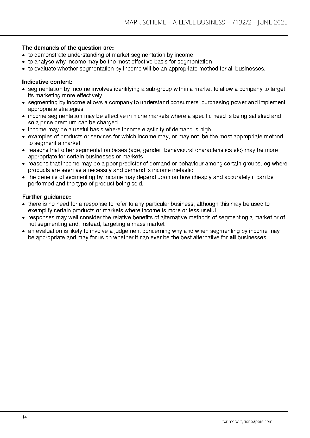 AQA A Level Business Paper 2 2025 Mark Scheme PDF IMG-1