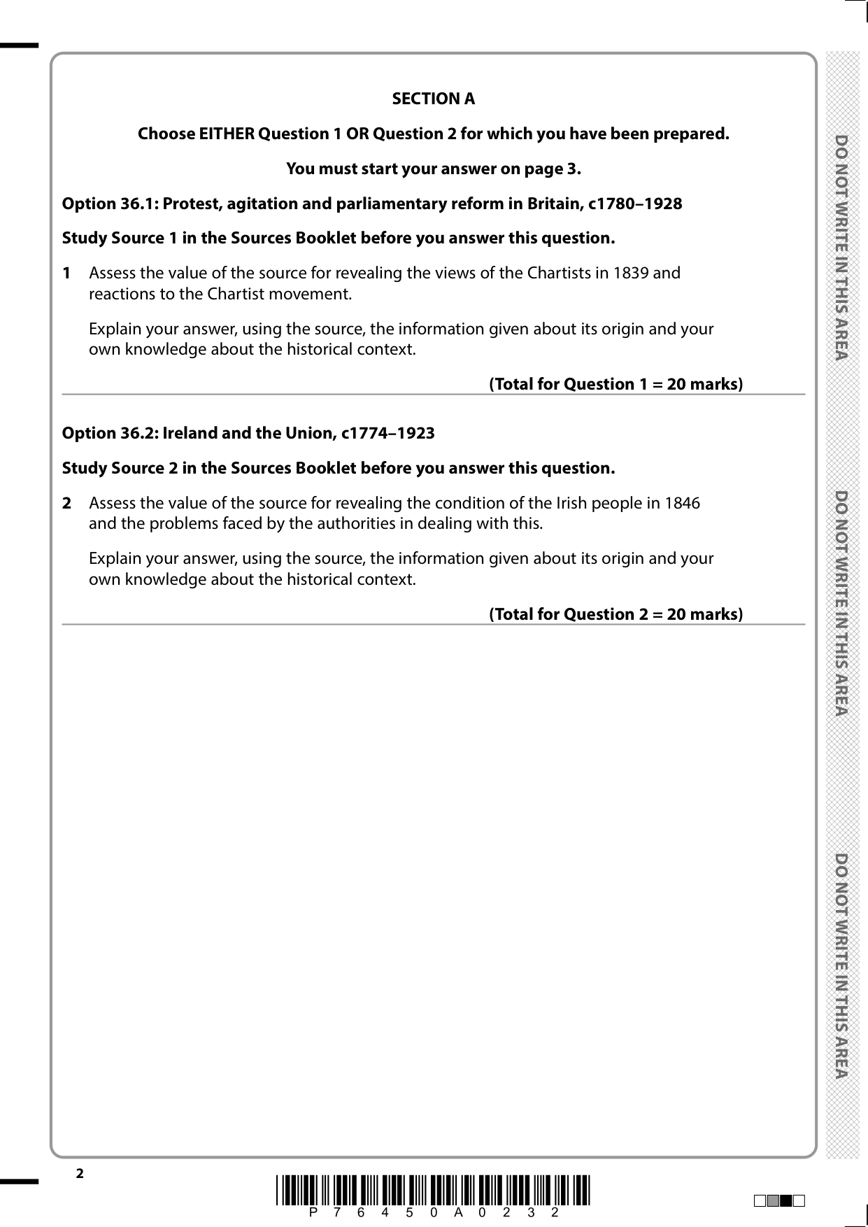 Pearson Edexcel A Level History Paper 36 2025 QP PDF