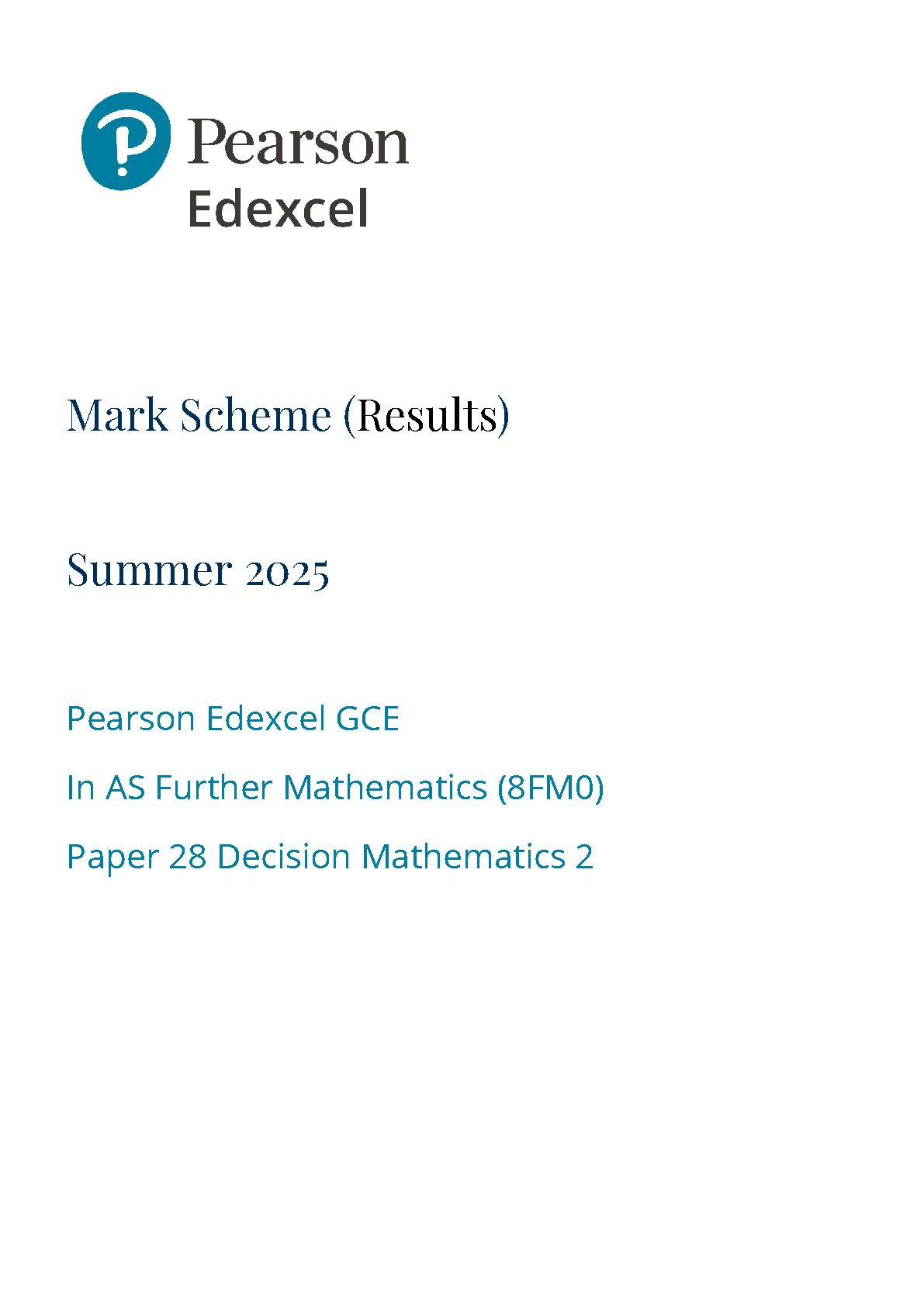 Pearson Edexcel AS Further Mathematics Paper 28 2025 Ms IMG-1