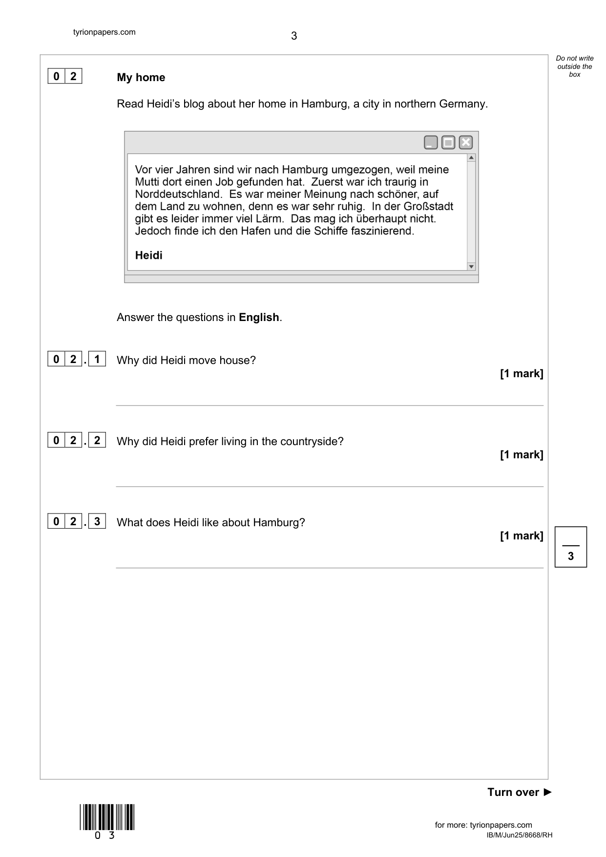 AQA GCSE German Paper 3H 2025 Reading QP IMG-3