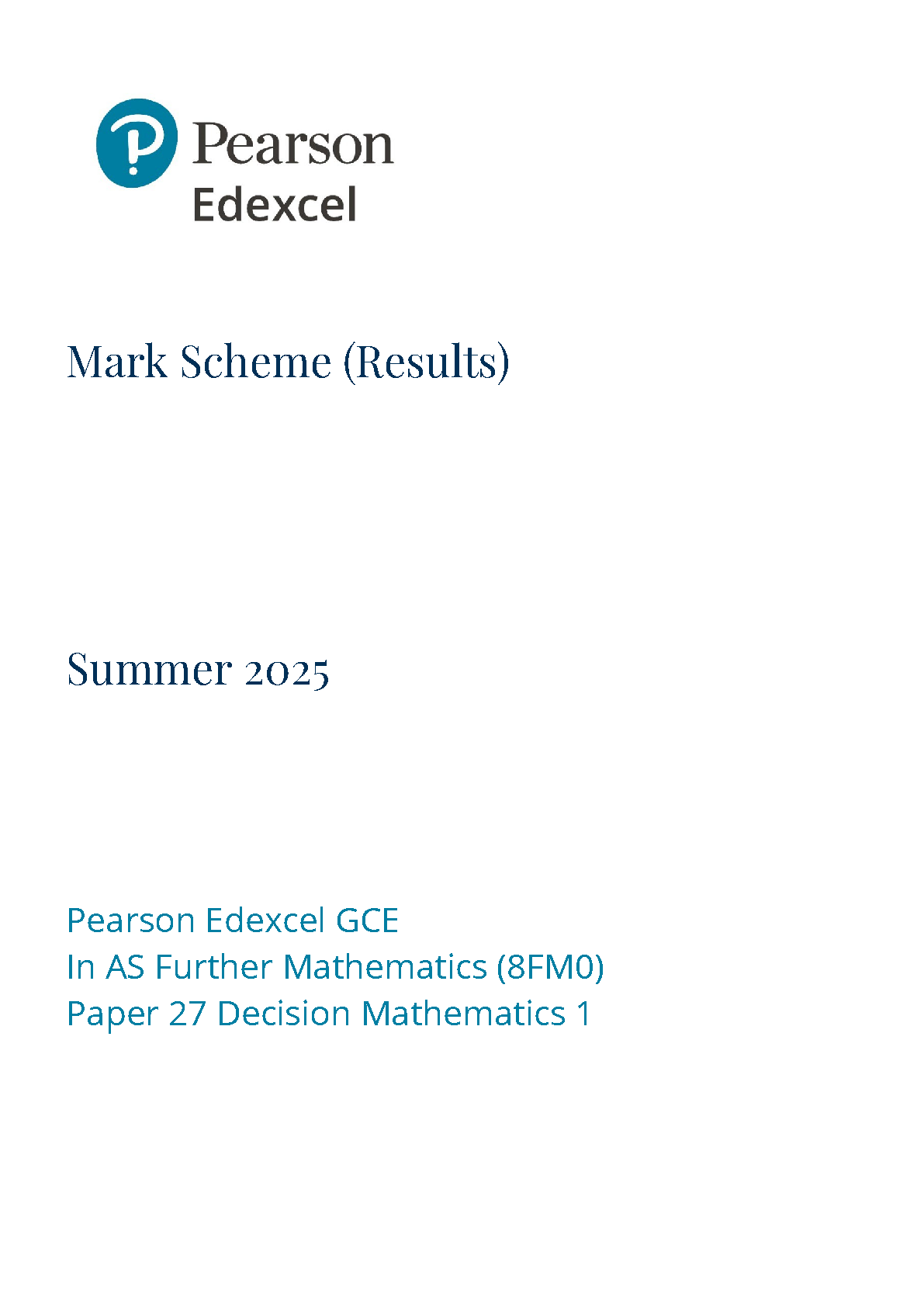Pearson Edexcel AS Further Mathematics Paper 27 2025 Ms IMG-1