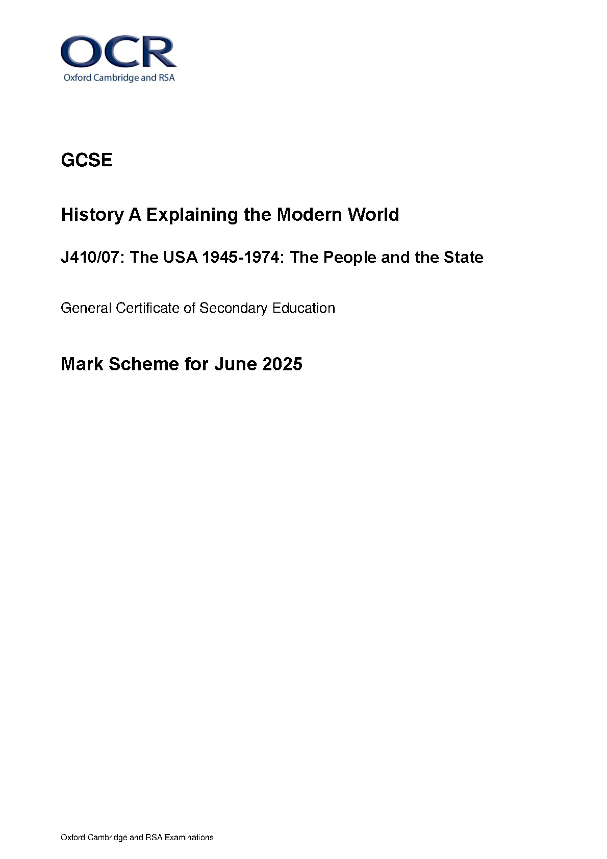 OCR GCSE History Paper 7 2025 Mark Scheme PDF IMG-1