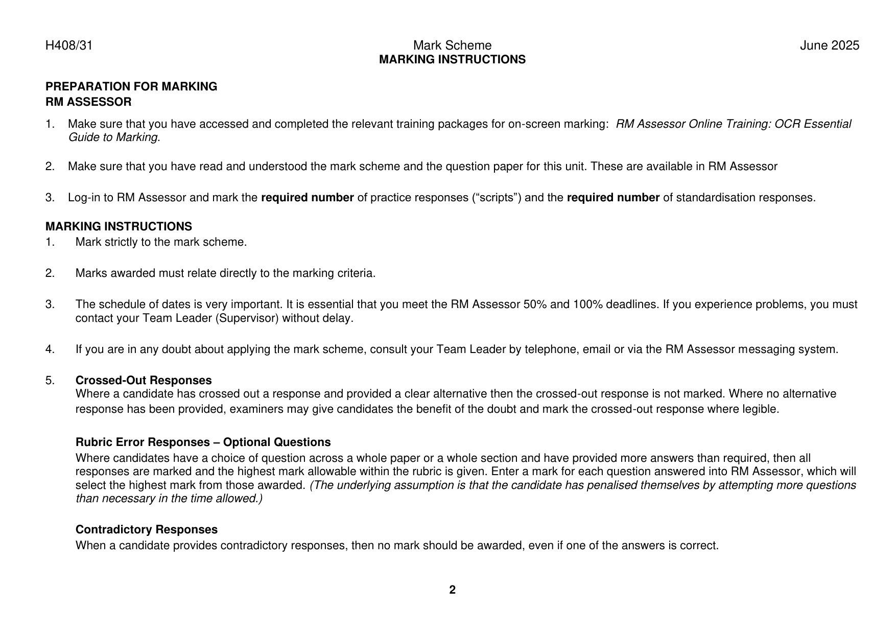 OCR A Level Classical Civilisation Paper 31 2025 Mark scheme IMG-3