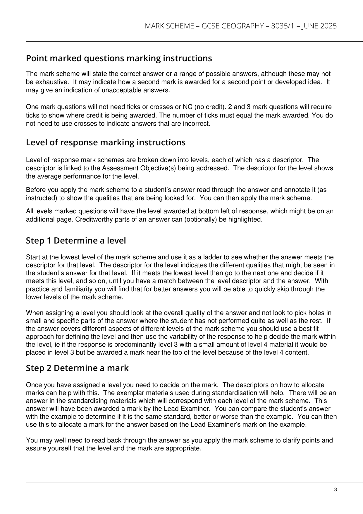 AQA GCSE Geography Paper 1 2025 Mark Scheme IMG-3