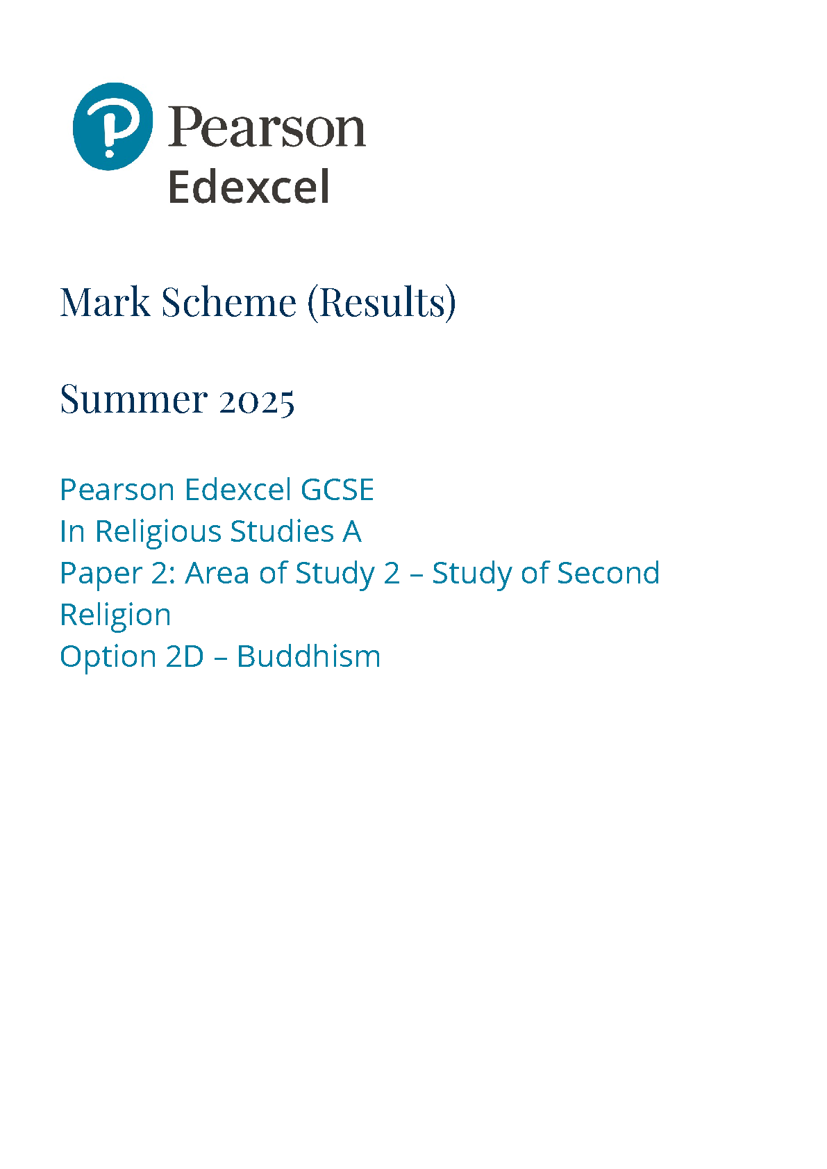 Pearson Edexcel GCSE Religious Studies Paper 2D 2025 MS IMG-1