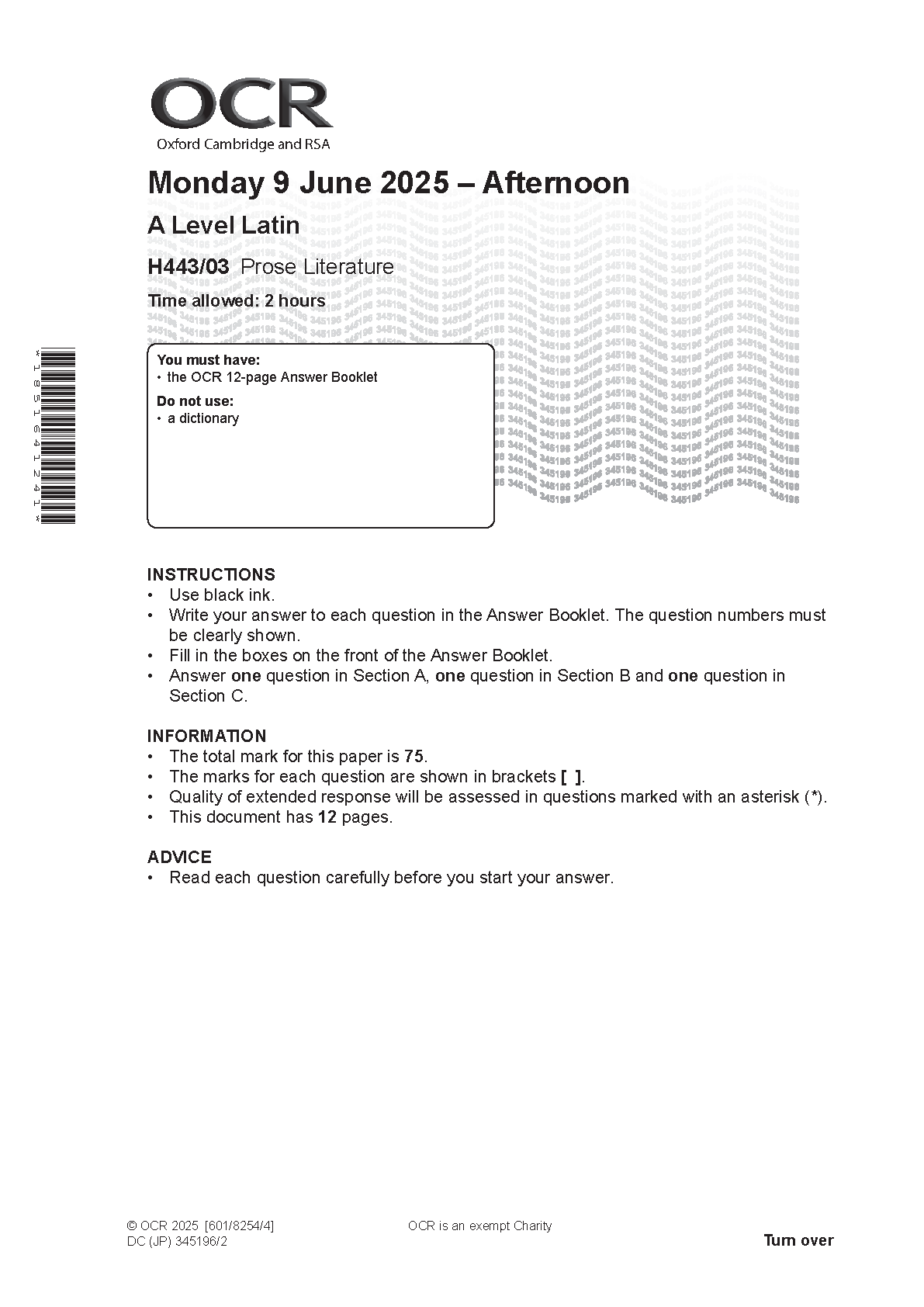 OCR A Level Latin Paper 3 2025 Question Paper IMG-1