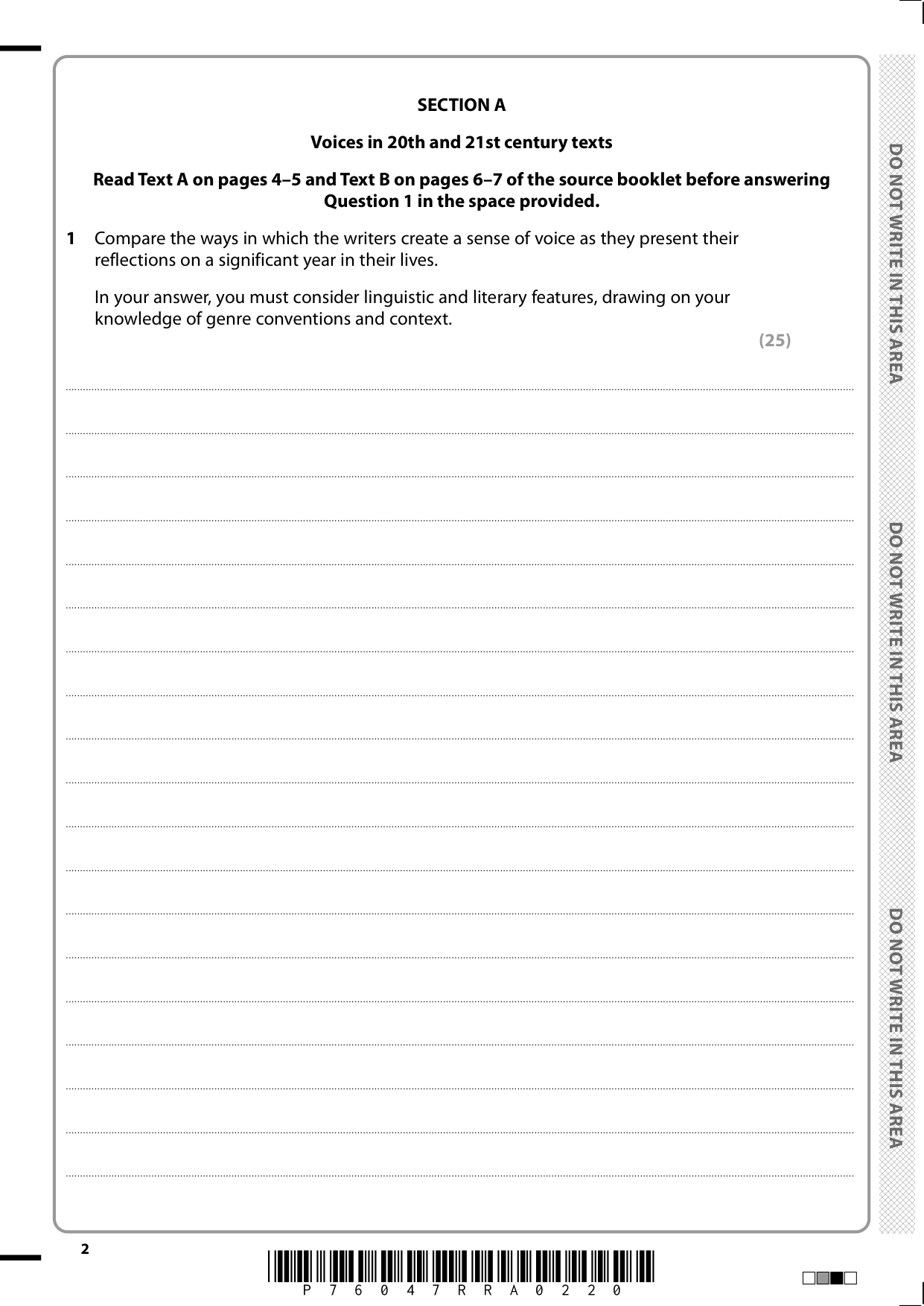 Pearson Edexcel A Level English Language and Literature QP