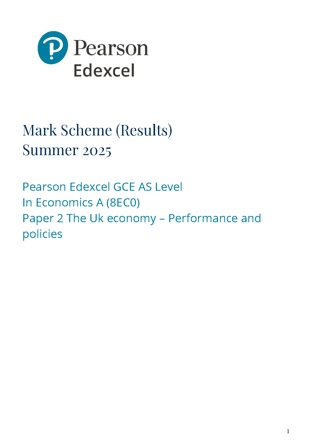 Pearson Edexcel AS Economics A Paper 2 2025 Question Paper IMG-1