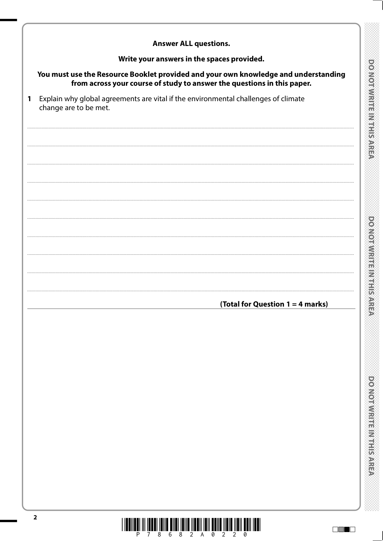 Pearson Edexcel A Level Geography 2025 Paper 3 QP
