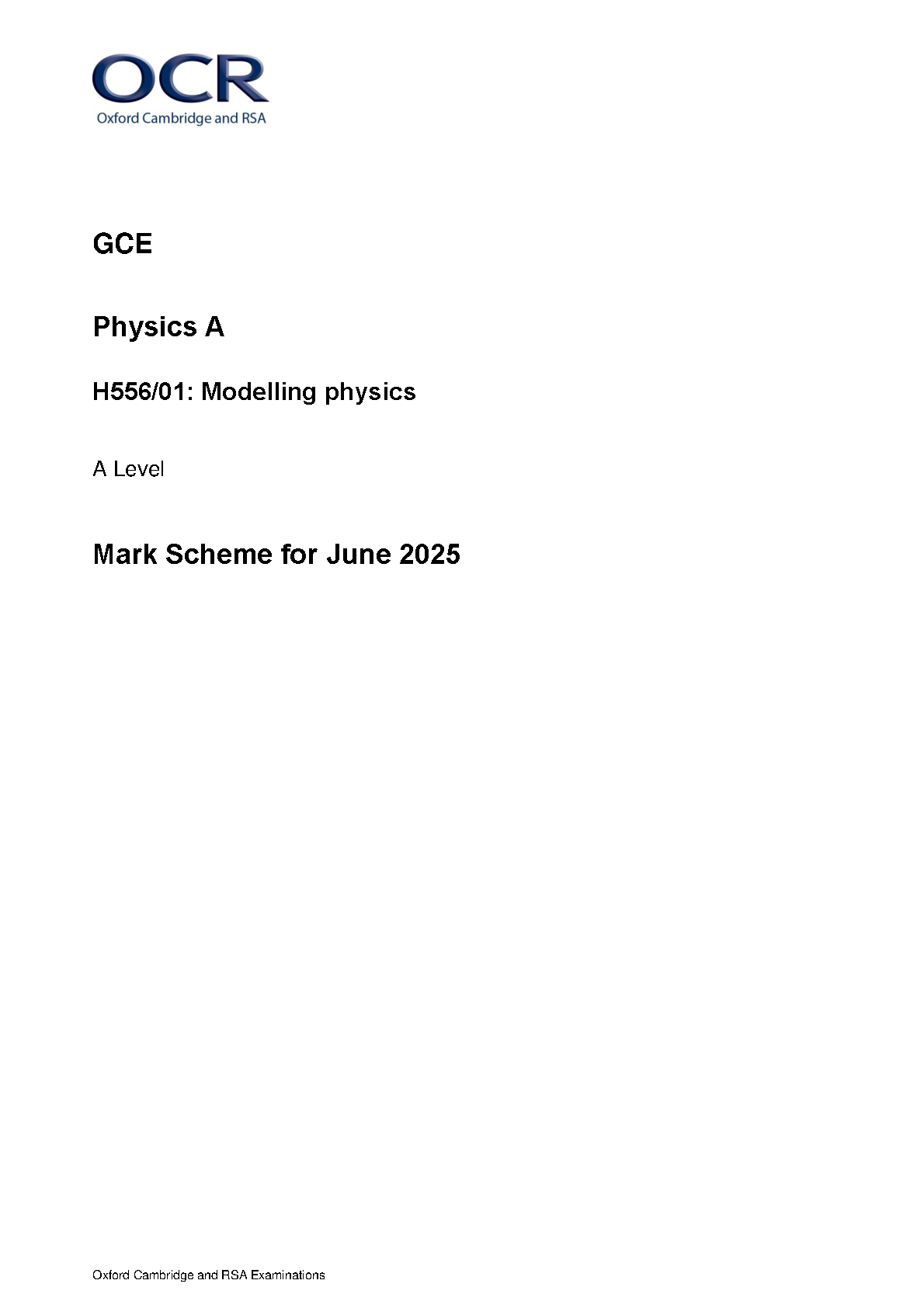 OCR A Level Physics A  Paper 1 2025 Mark Scheme IMG-1