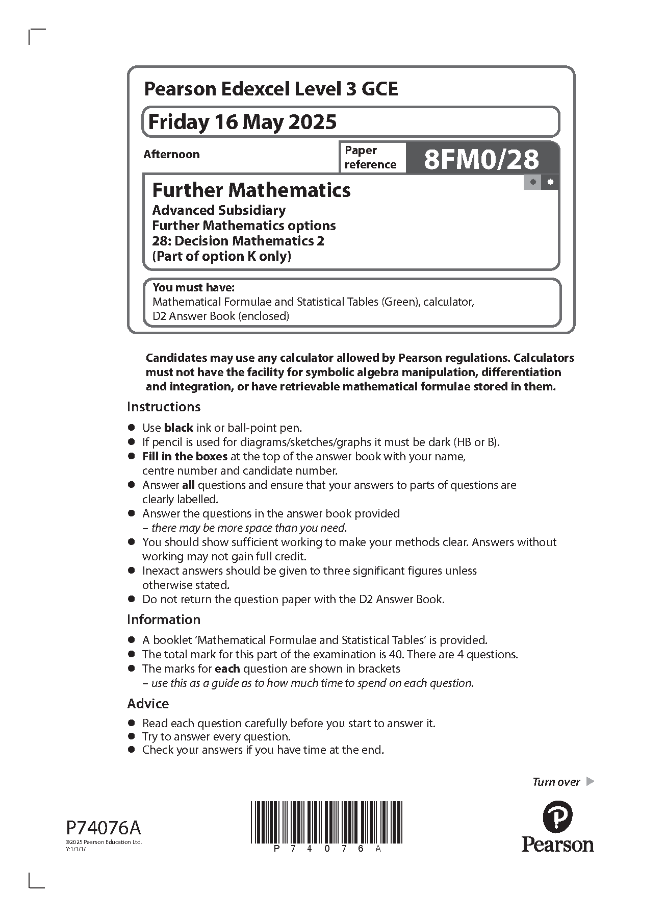 Pearson Edexcel AS Further Mathematics Paper 28 2025 QP IMG-1
