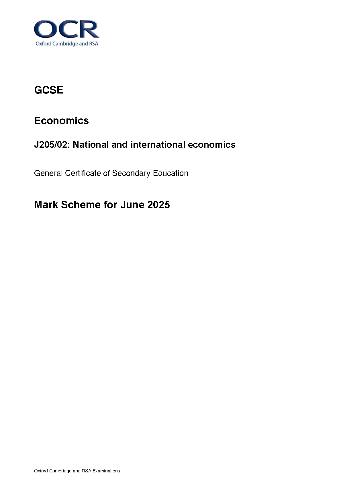 OCR GCSE Economics Paper 2 2025 Mark Scheme IMG-1