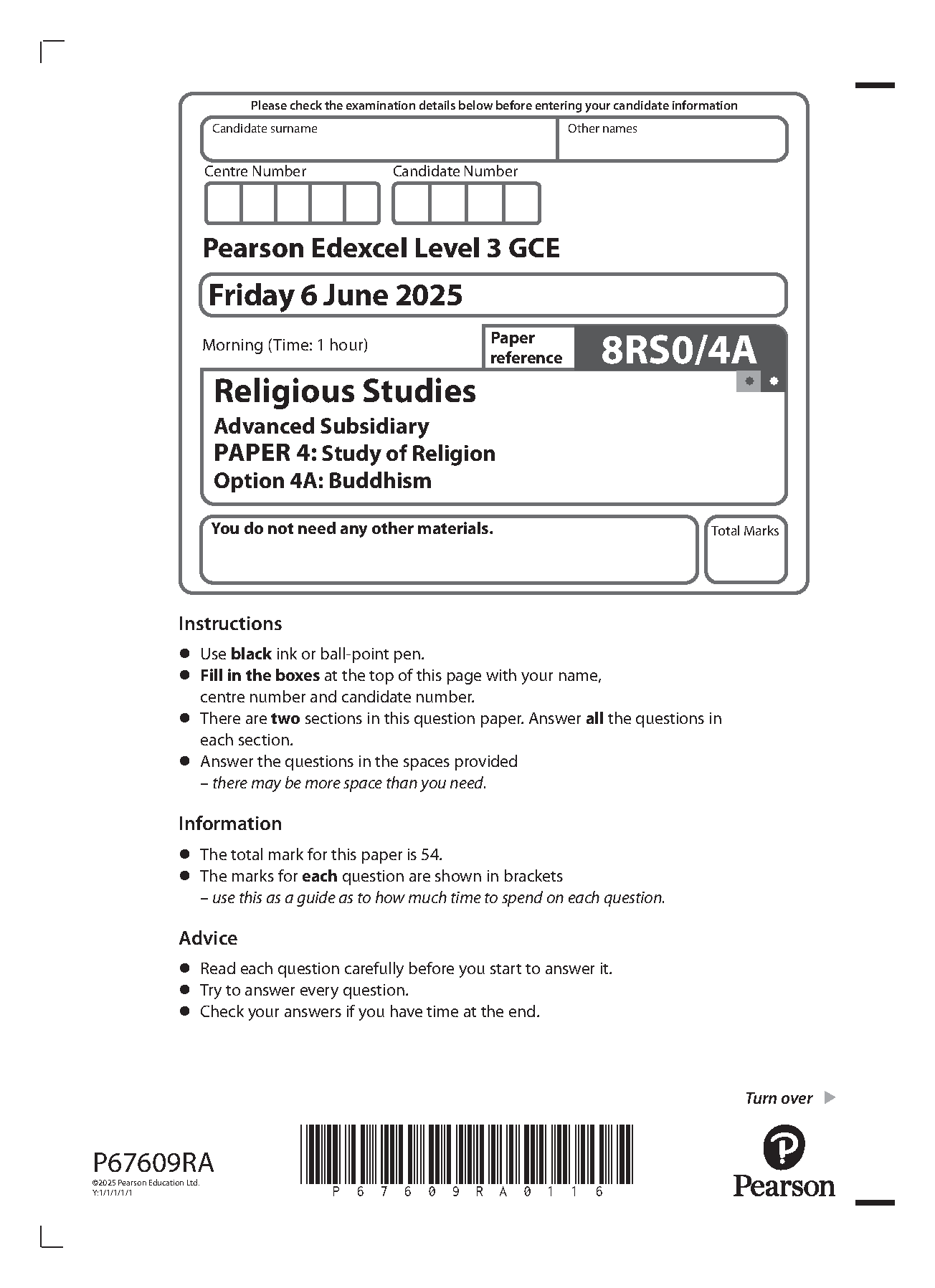 Pearson Edexcel AS Religious Studies Paper 4A 2025 QP IMG-1
