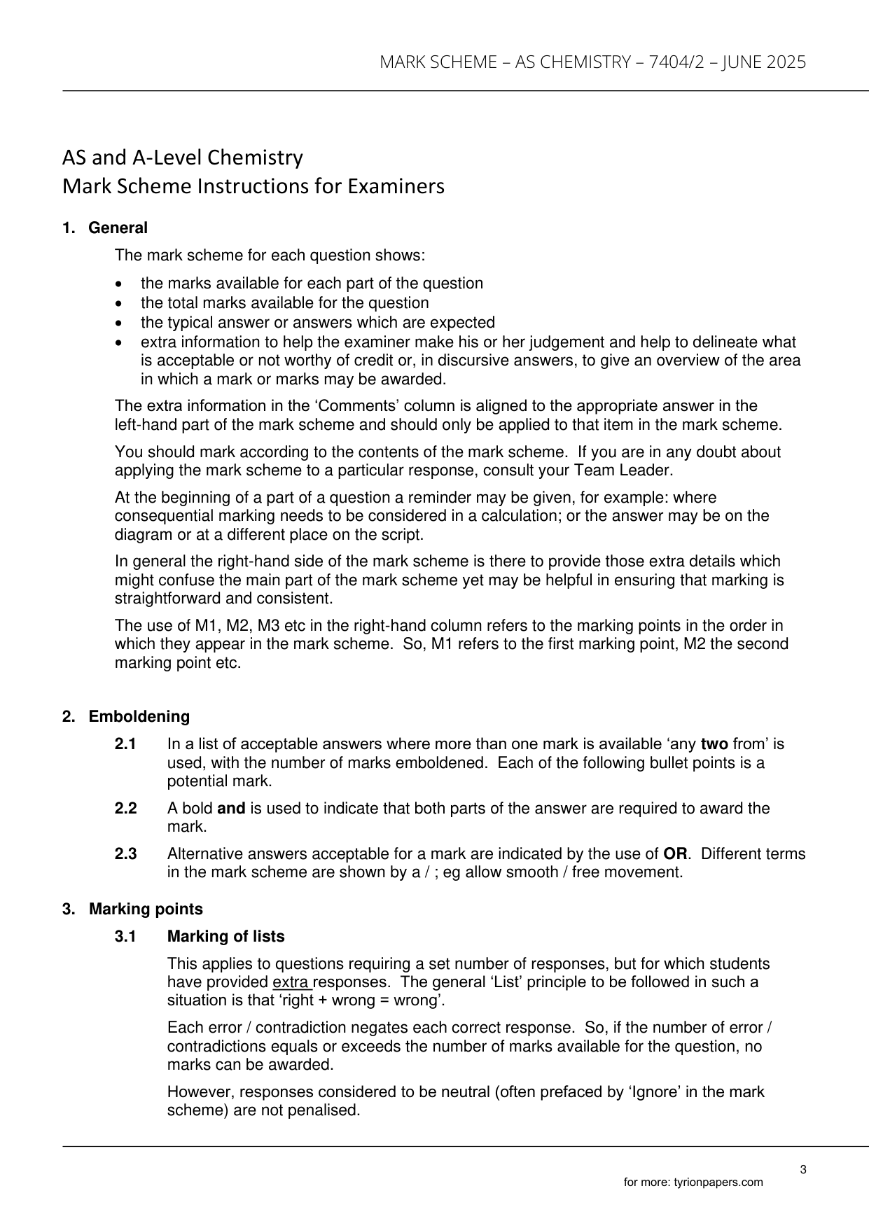 AQA AS Chemistry Paper 2 2025 Mark Scheme PDF IMG-3
