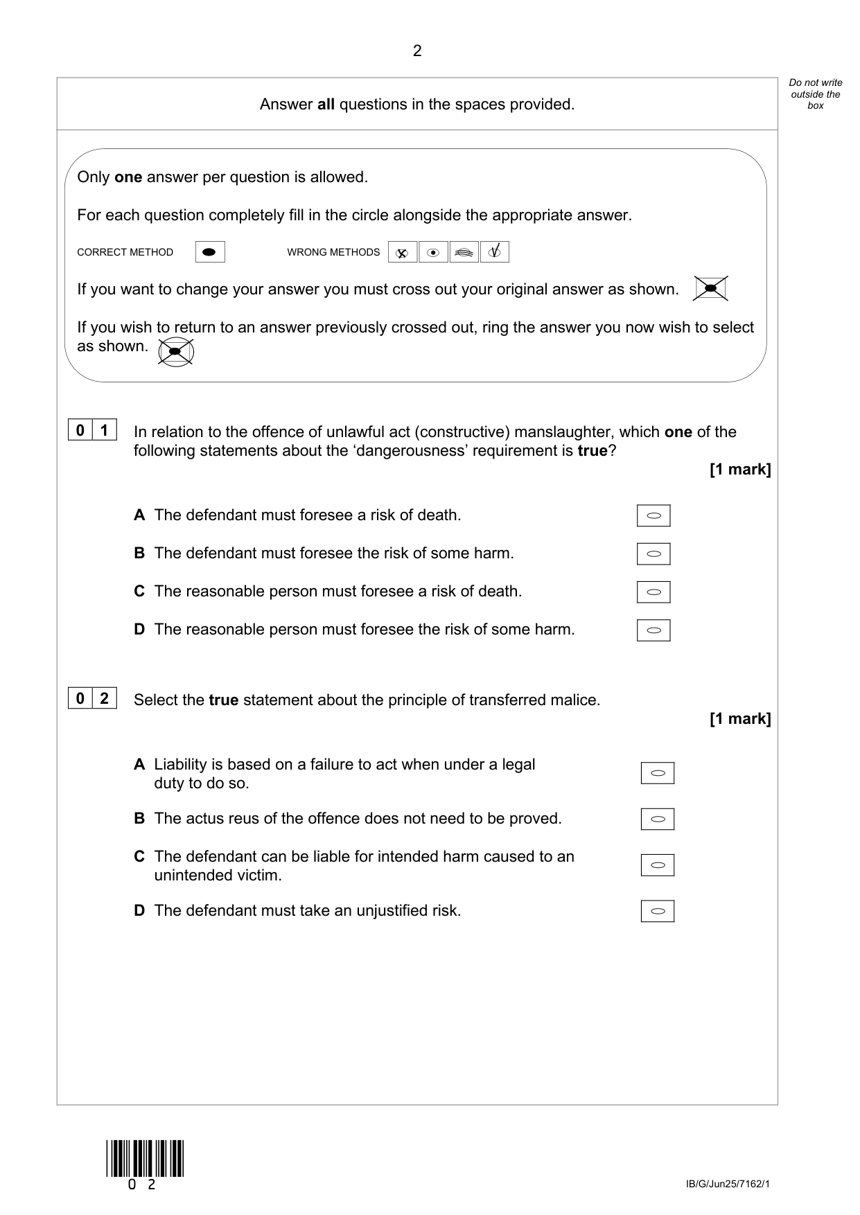 AQA A Level Law Paper 1 2025 QP PDF