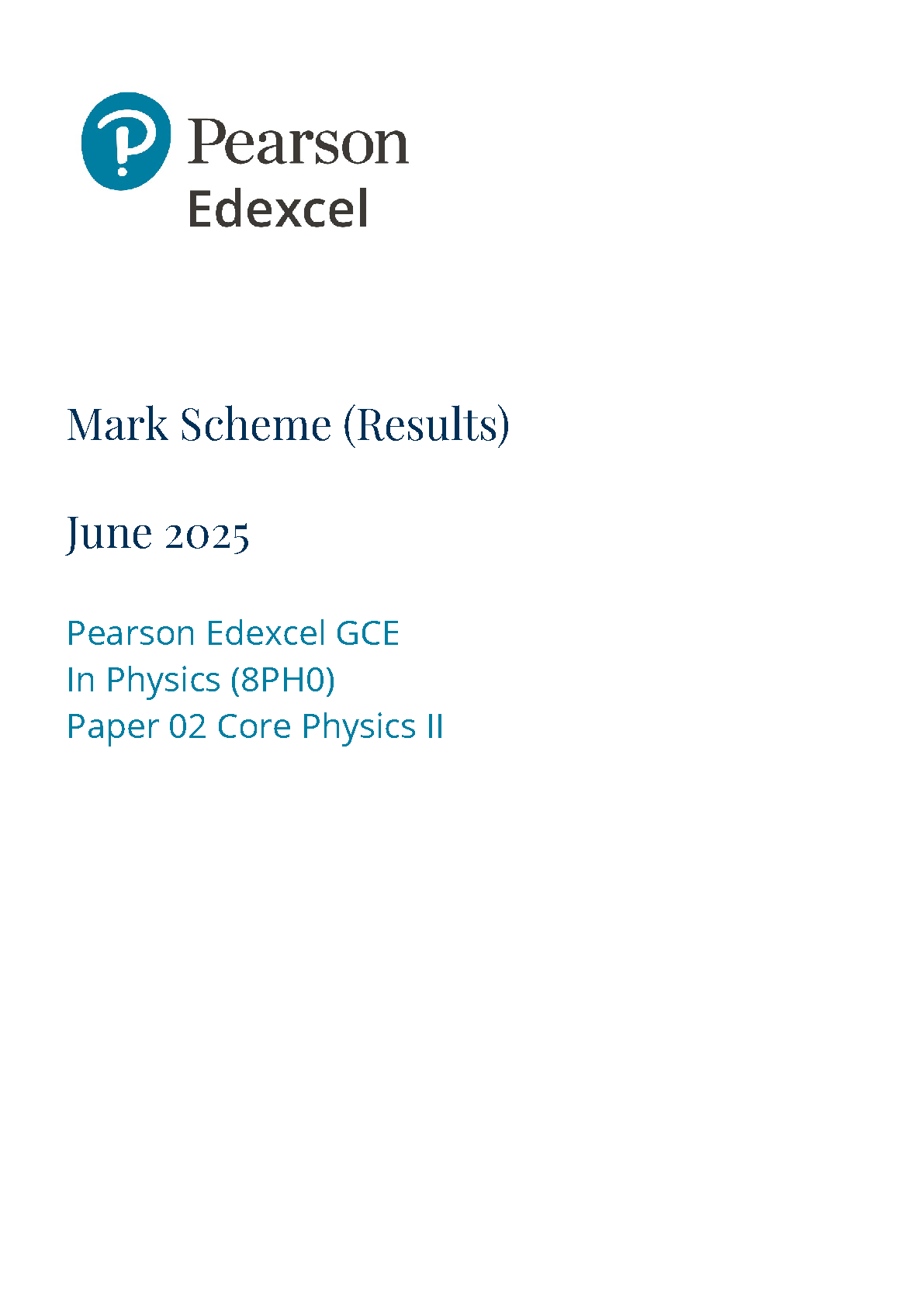 Pearson Edexcel AS Physics Paper 2 2025  Mark Scheme PDF IMG-1