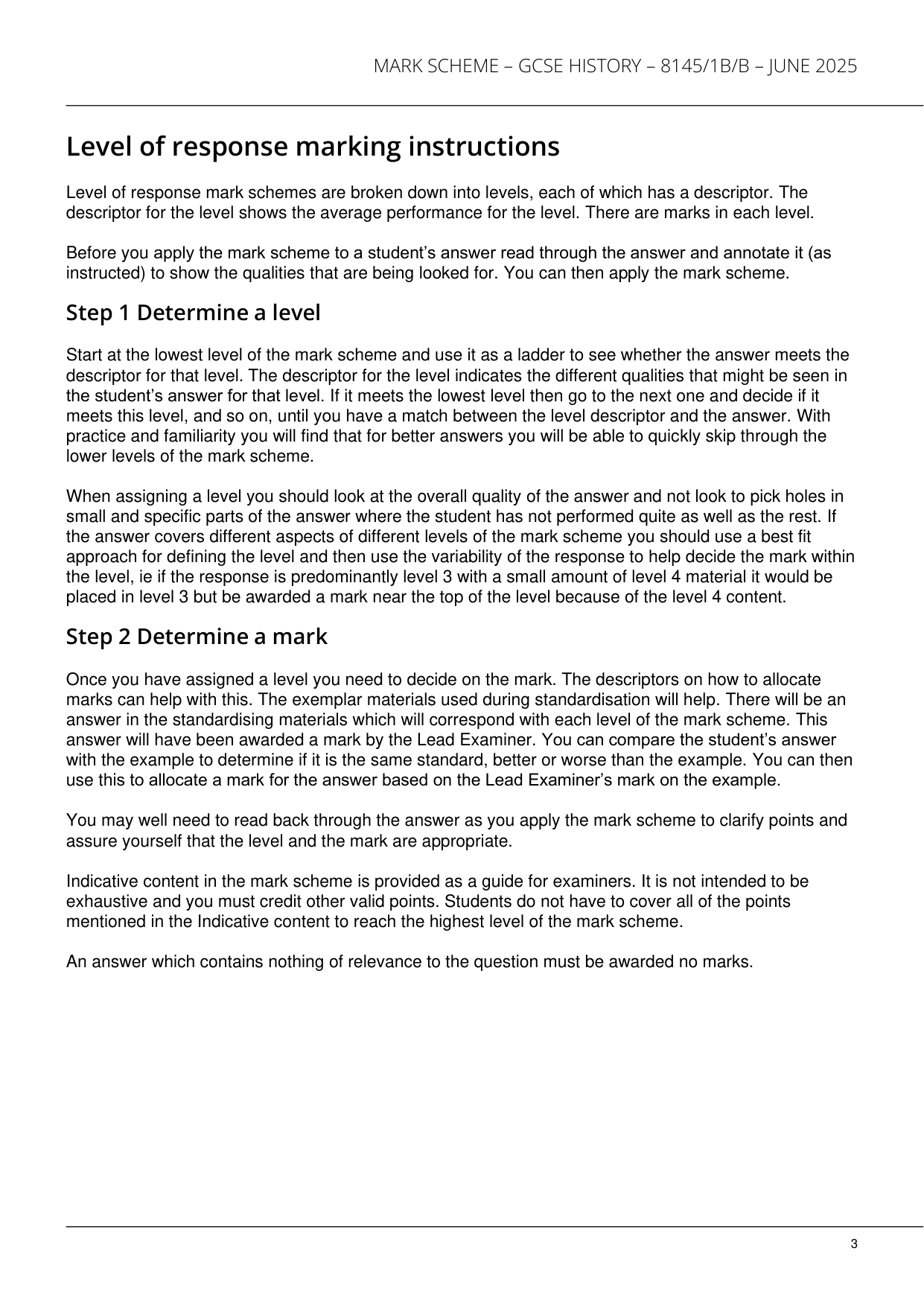 AQA GCSE History Paper 1B Section B/B 2025 Mark Scheme IMG-3