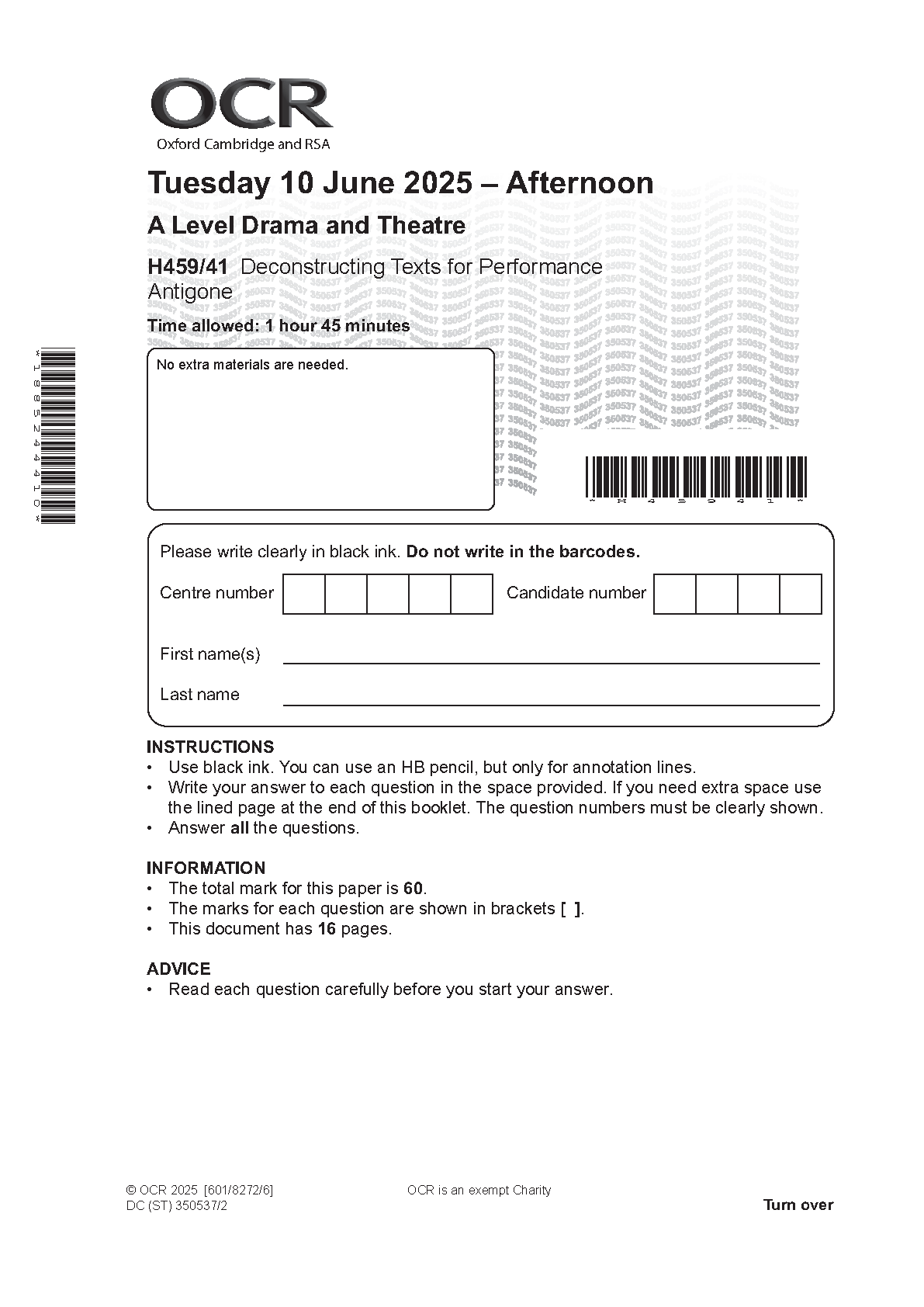 OCR A Level Drama and Theatre Paper 41 Question Paper IMG-1