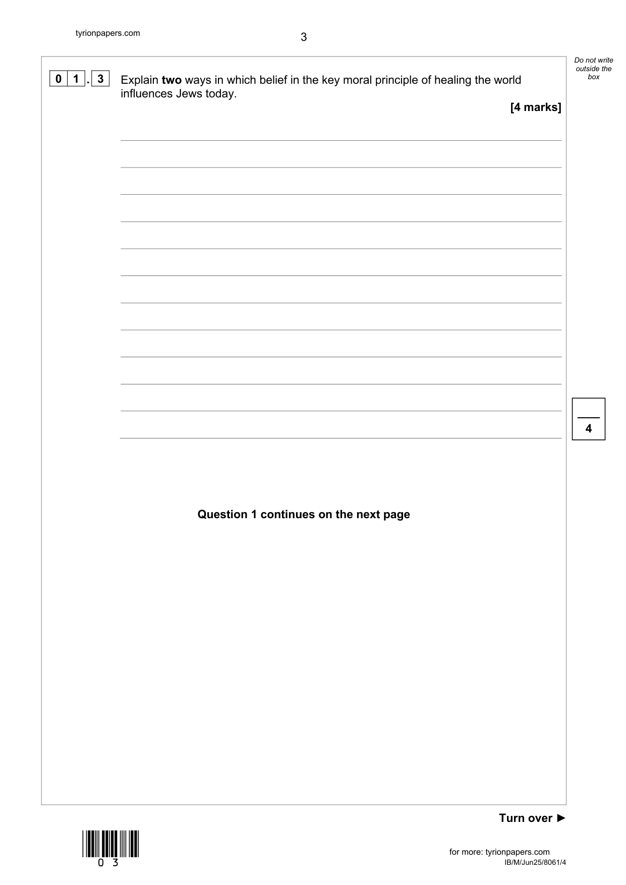 AQA GCSE Religious Studies Judaism Paper 4  2025 QP IMG-3