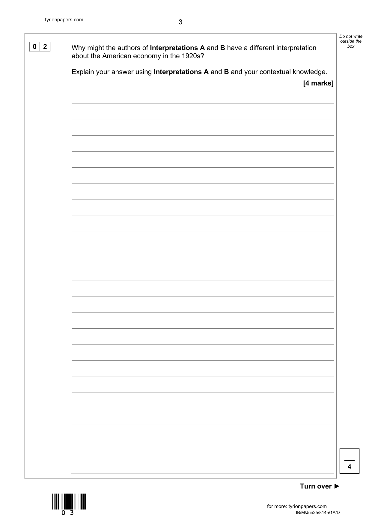 AQA GCSE History Paper 1A Section A/D 2025 Question Paper IMG-3