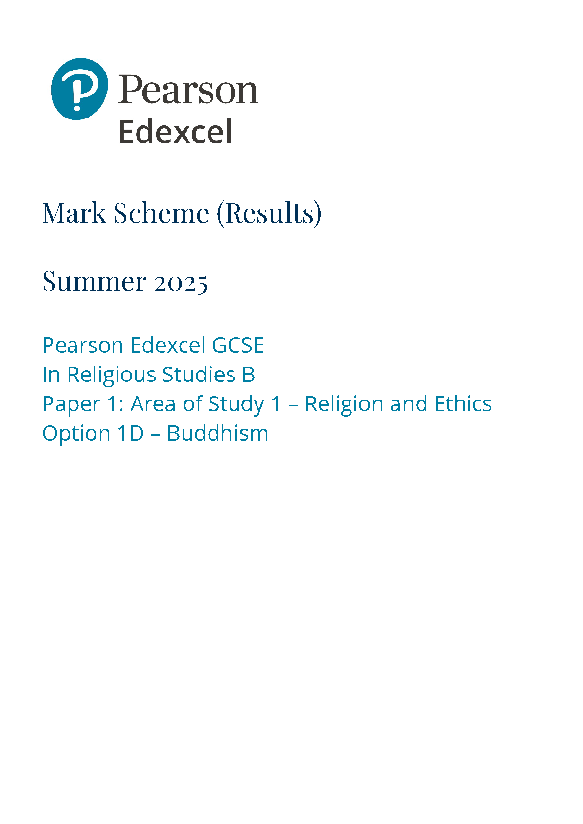 Pearson Edexcel GCSE Religious Studies Paper 1D 2025 MS IMG-1