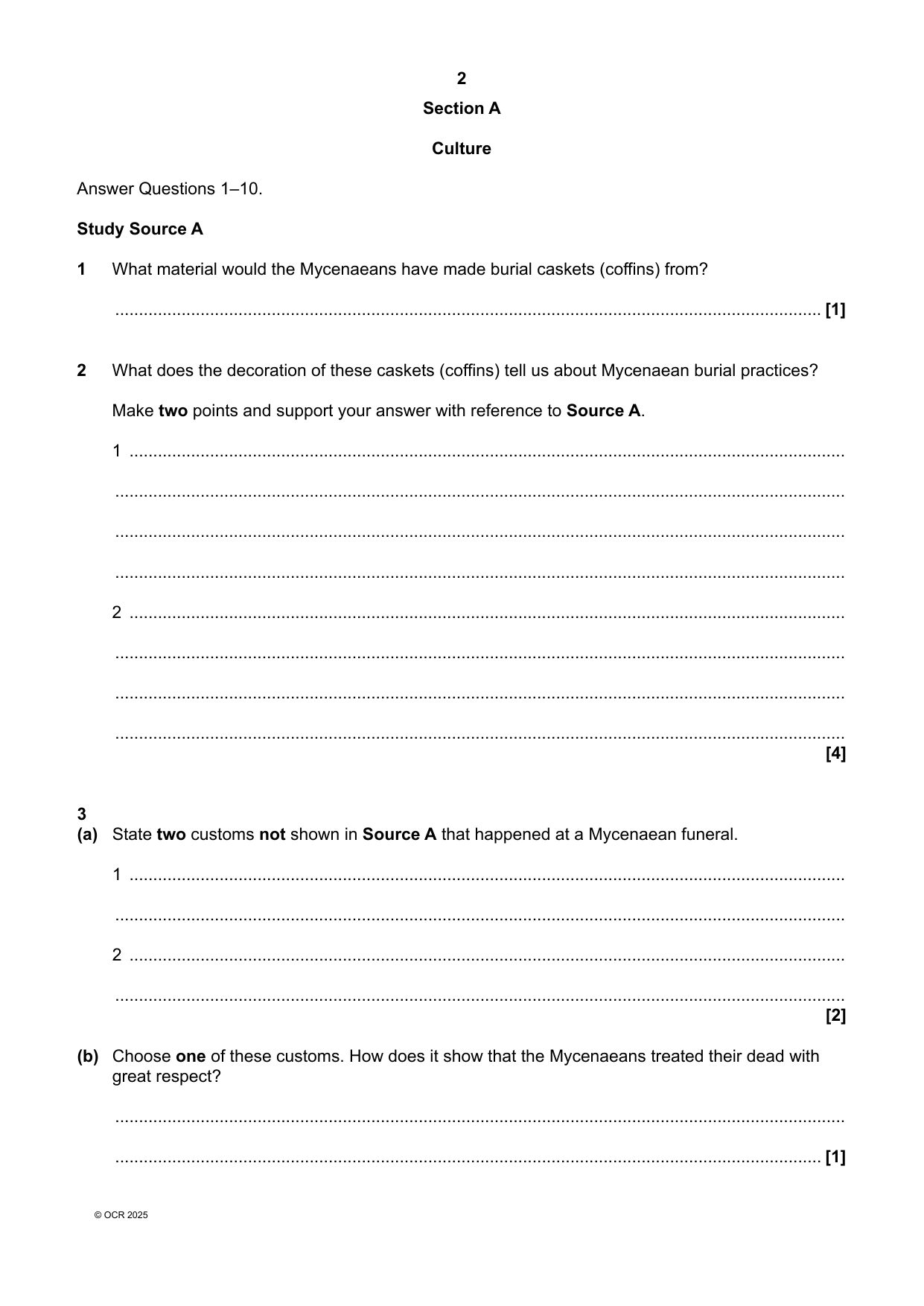 OCR GCSE Classical Civilisation Paper 21 2025 QP