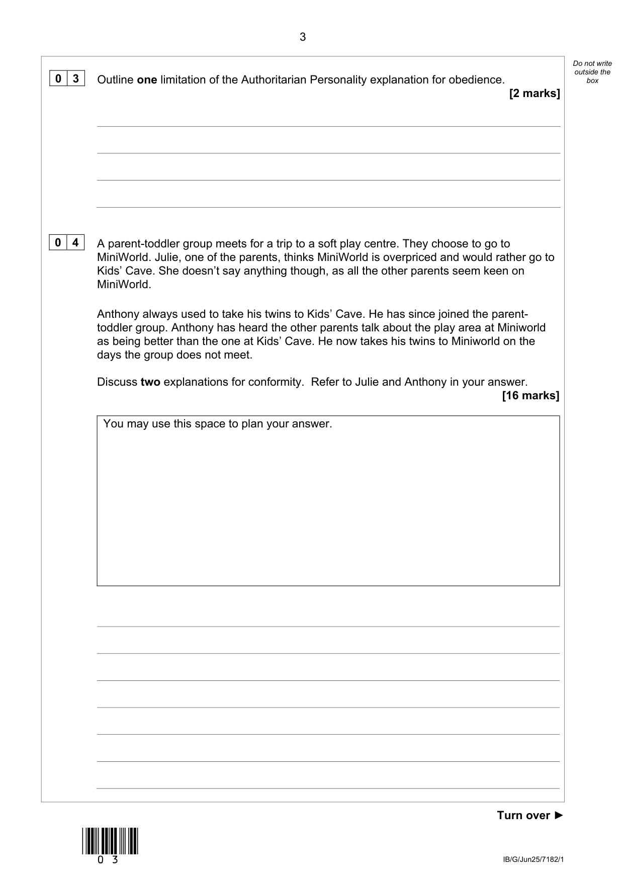 AQA A Level Psychology Paper 1 2025 Question Paper IMG-3