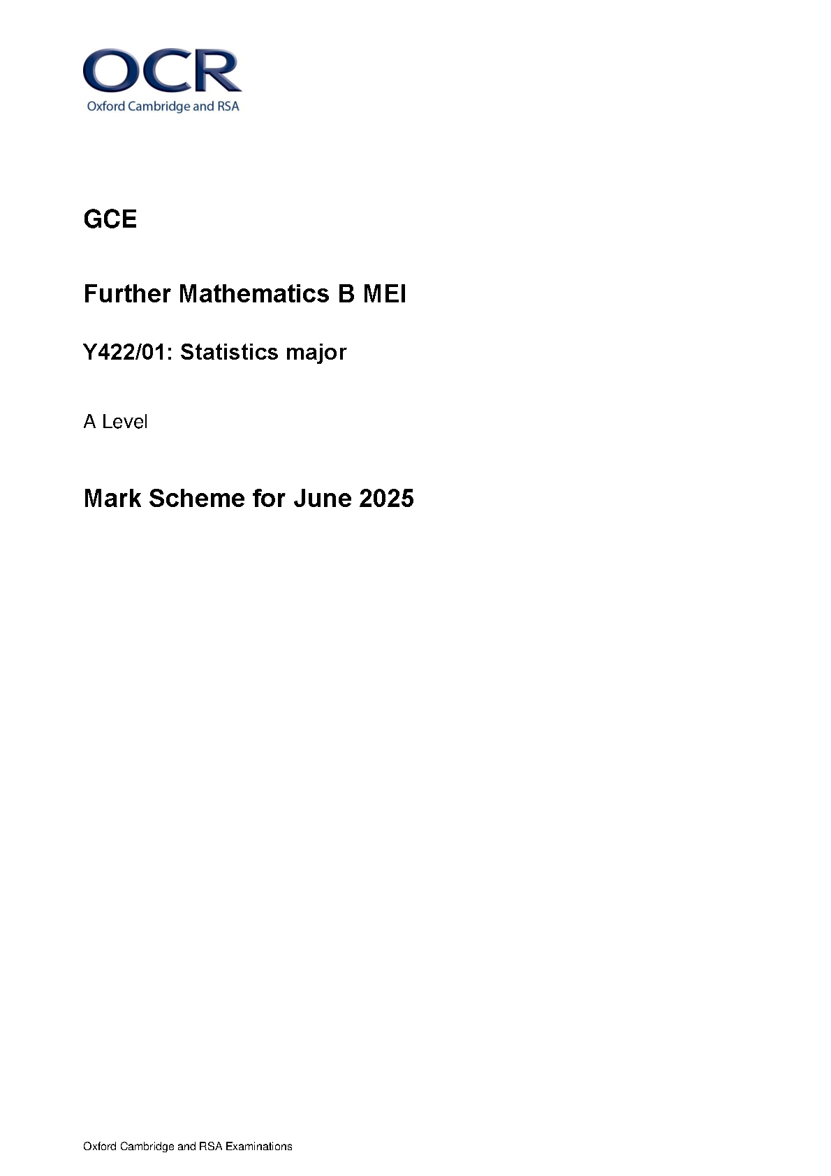 OCR A Level Further Maths Paper 1 Statistics Major 2025 MS IMG-1