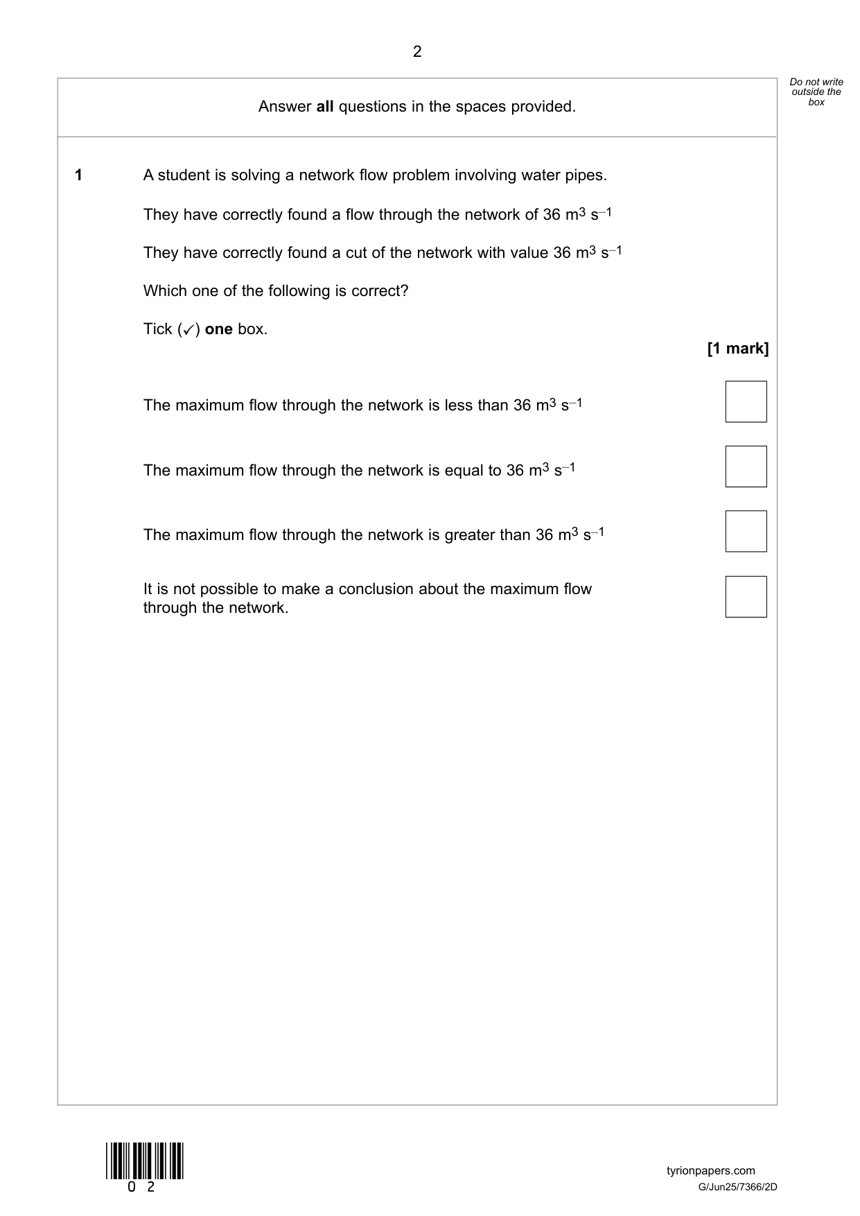 AQA AS Further Mathematics Paper 2  2025 QP