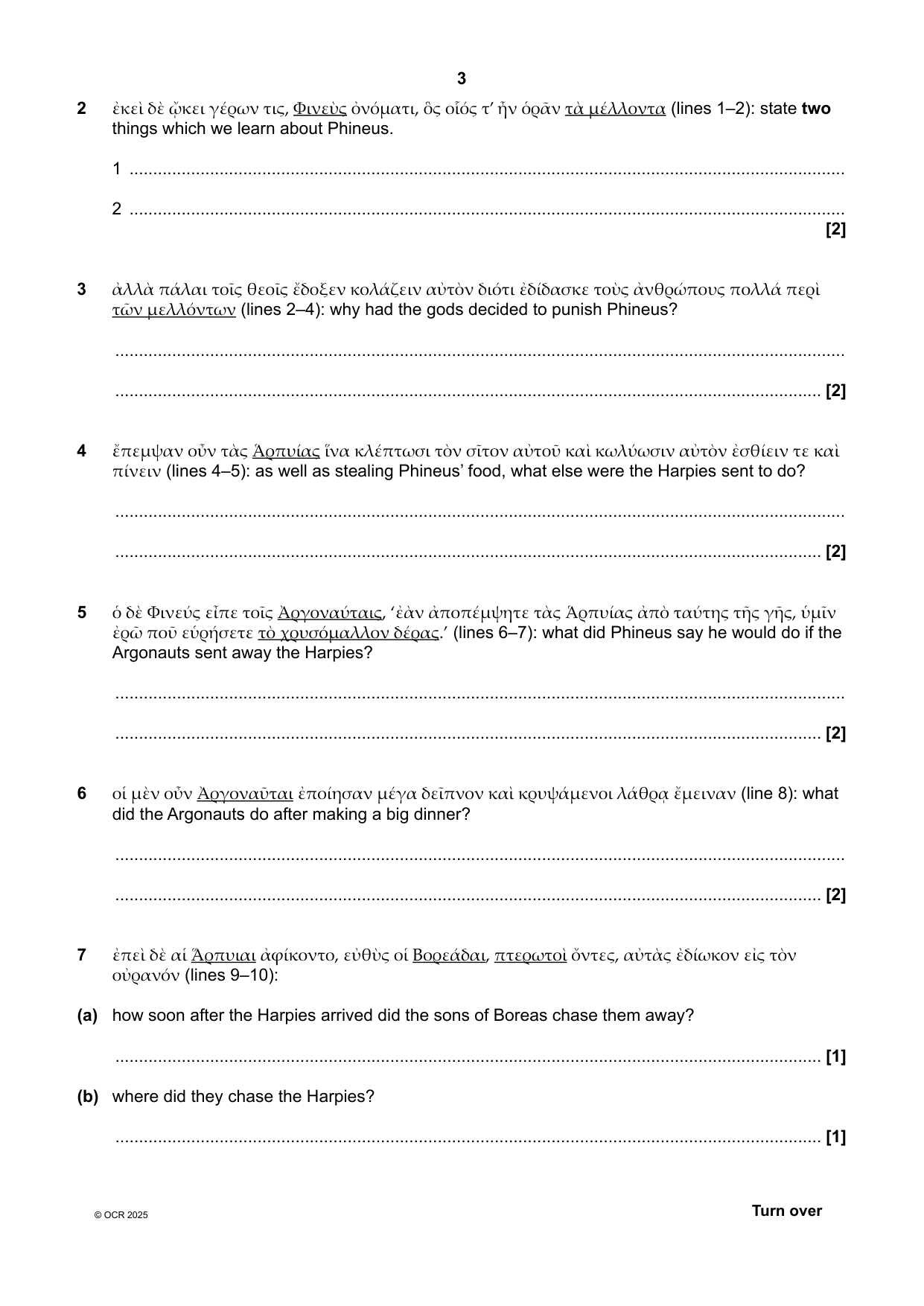 OCR GCSE Classical Greek Paper 1 2025 Question Paper IMG-3