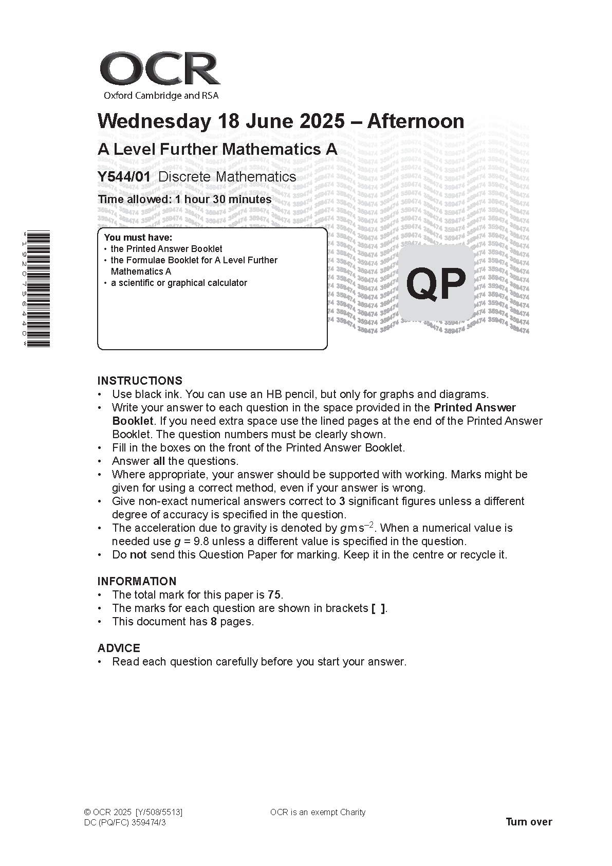 OCR A Level Further Mathematics A Paper 1 2025 QP IMG-1