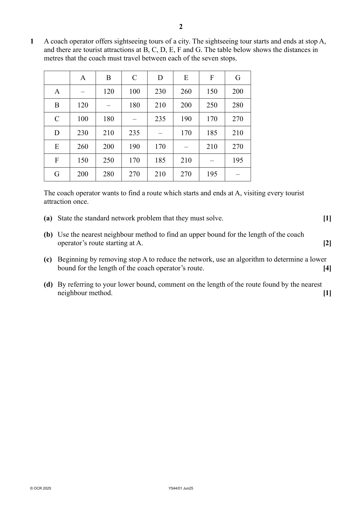 OCR A Level Further Mathematics A Paper 1 2025 QP