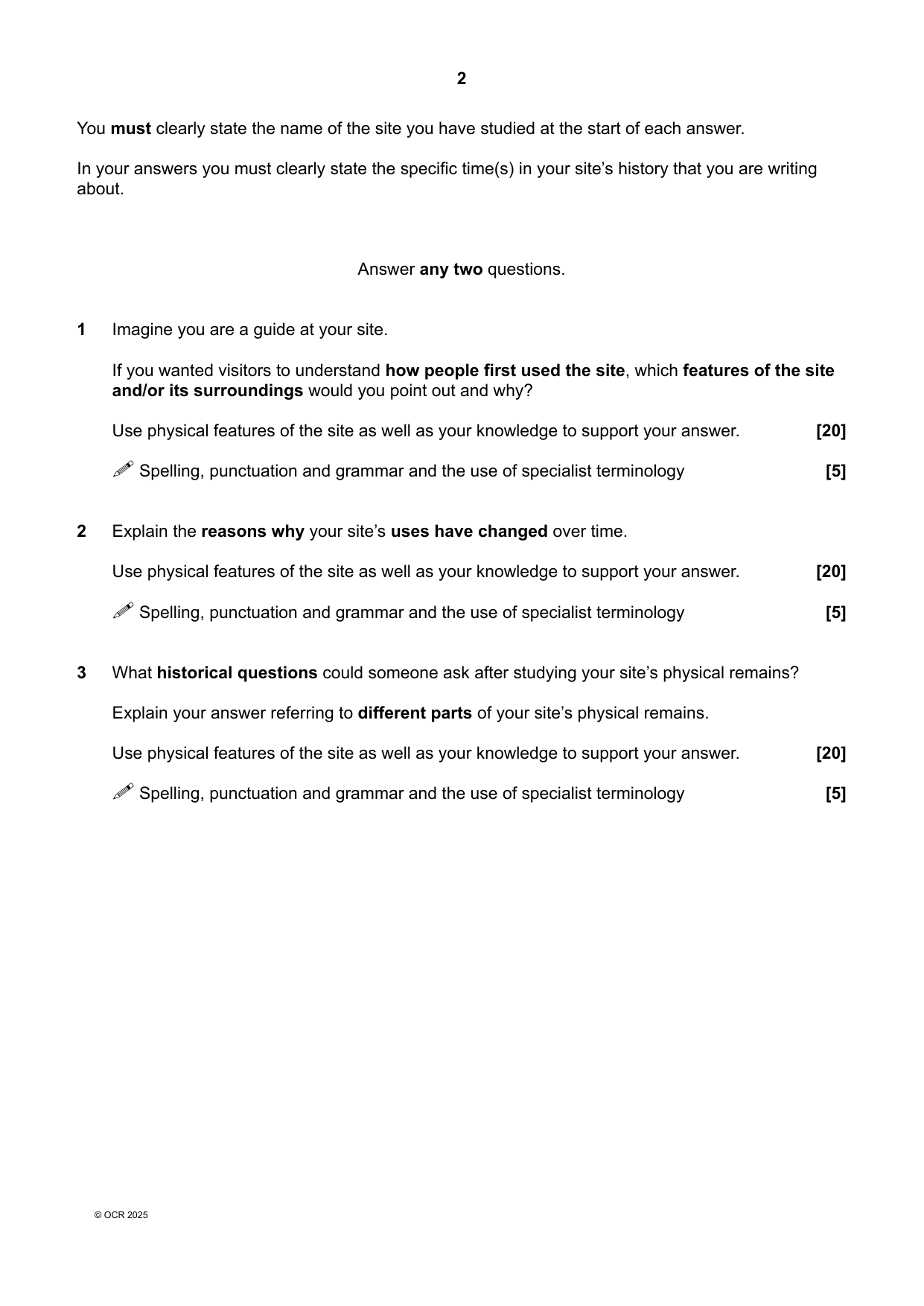 OCR GCSE History Paper 21 2025 Question Paper