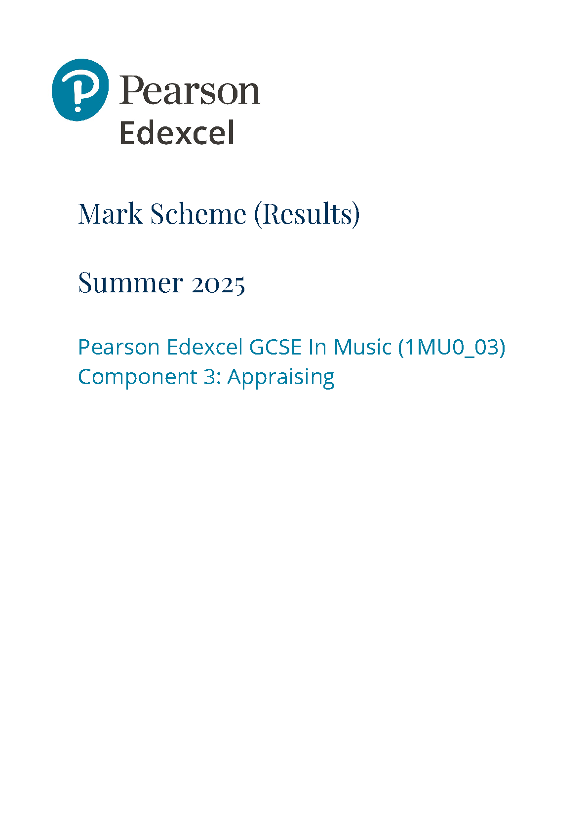 Pearson Edexcel GCSE Music Paper 3 Question Paper 2025 IMG-1