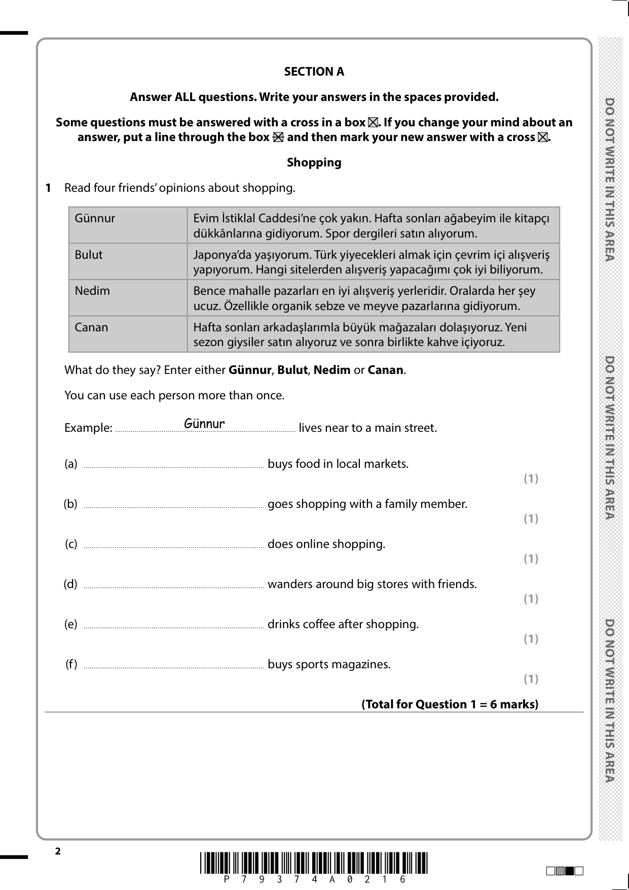 Pearson Edexcel GCSE Turkish Paper 3F 2025 Question Paper