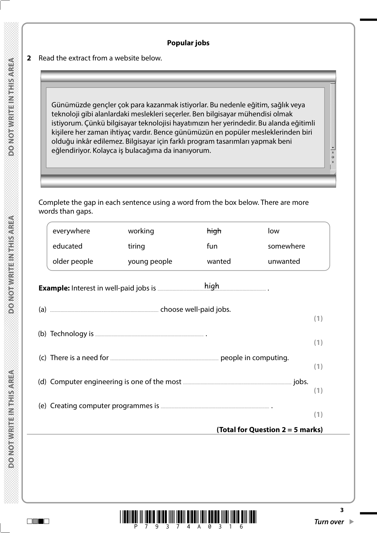 Pearson Edexcel GCSE Turkish Paper 3F 2025 Question Paper IMG-3
