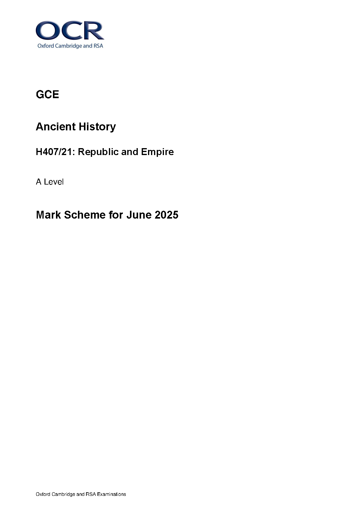 OCR A Level Ancient History Paper 21 2025 Mark Scheme IMG-1