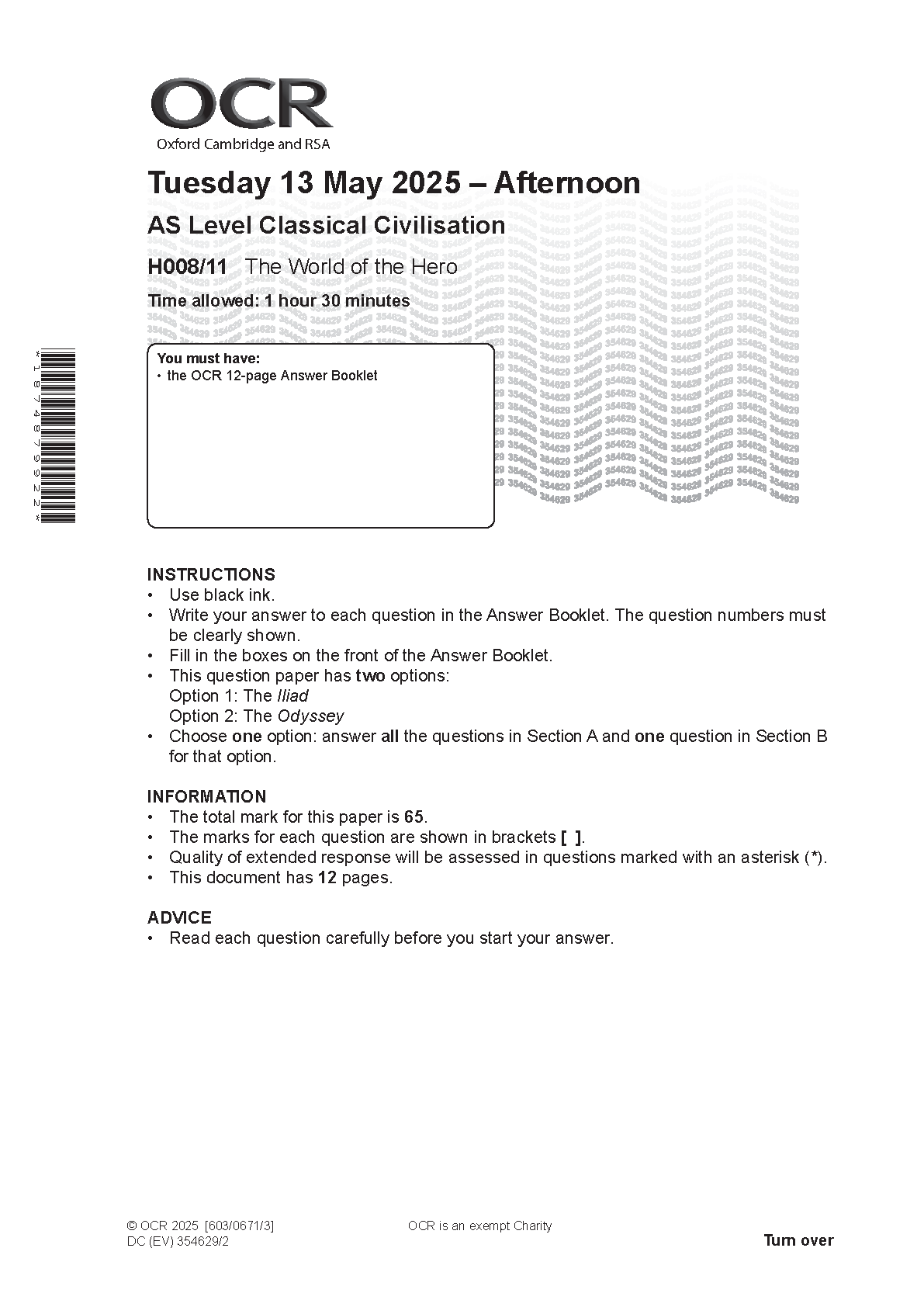 OCR AS Classical Civilisation Paper 11 Question Paper IMG-1