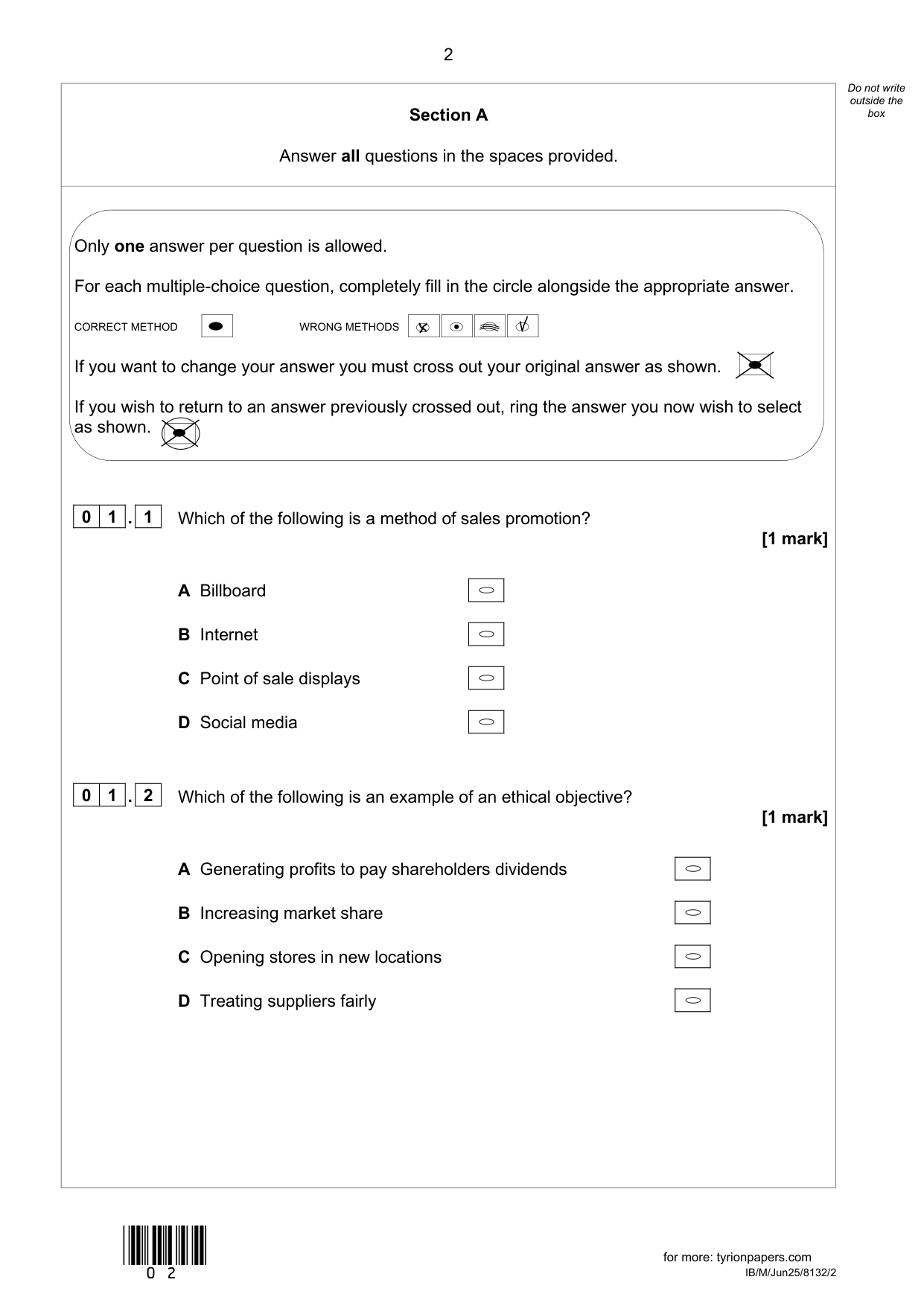 AQA GCSE Business Paper 2 2025 QP PDF