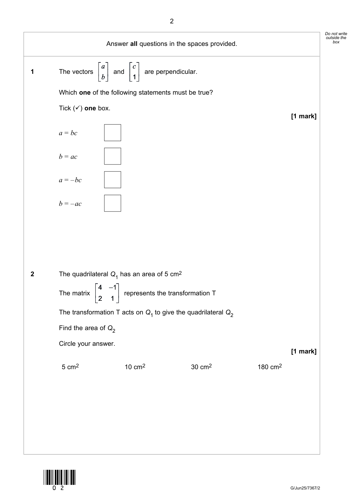 AQA Further Mathematics Paper 2 2025 Question Paper PDF