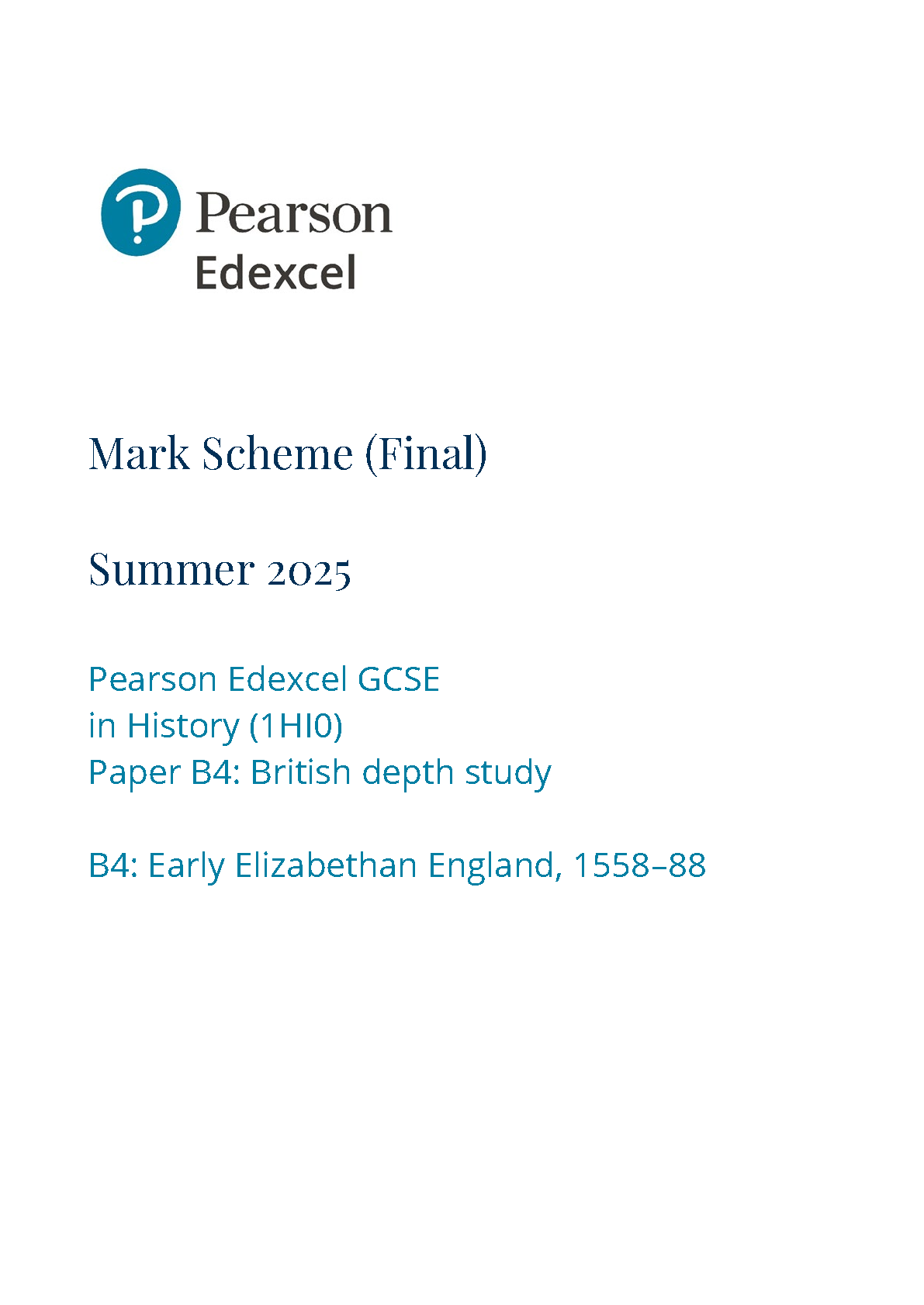 Pearson Edexcel GCSE History Paper B4 2025 Mark Scheme IMG-1