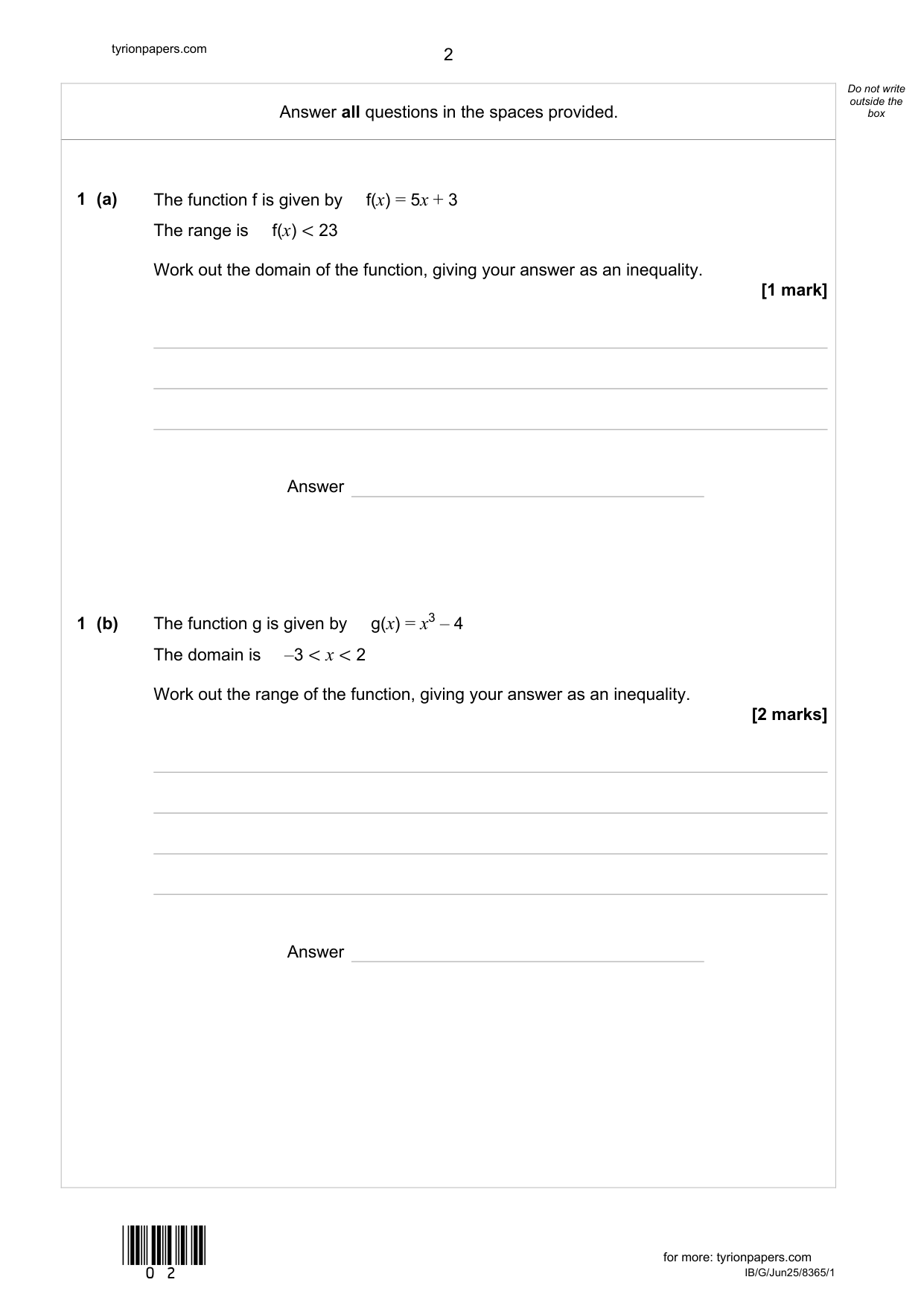 AQA GCSE Further Maths Paper  1 2025 Question Paper