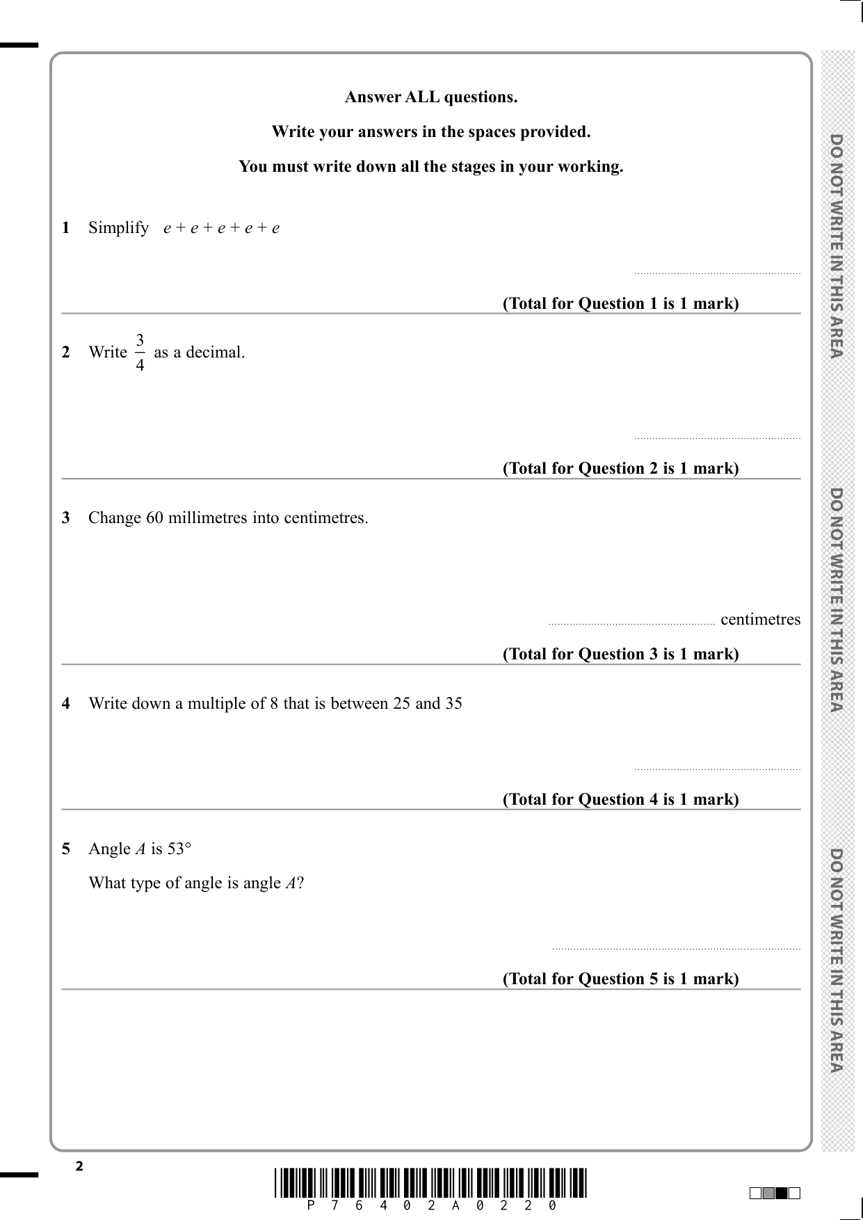 Pearson Edexcel GCSE Maths Paper 1F 2025 Question Paper PDF