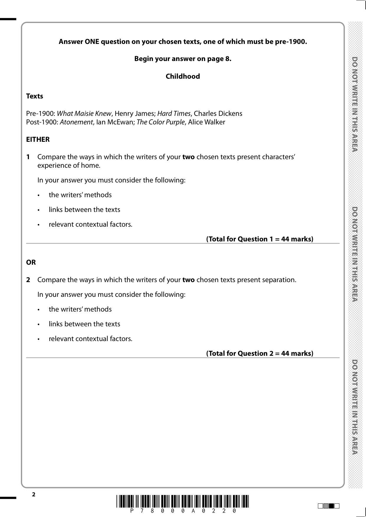 Pearson Edexcel AS English Literature 2025 Paper 2 QP PDF