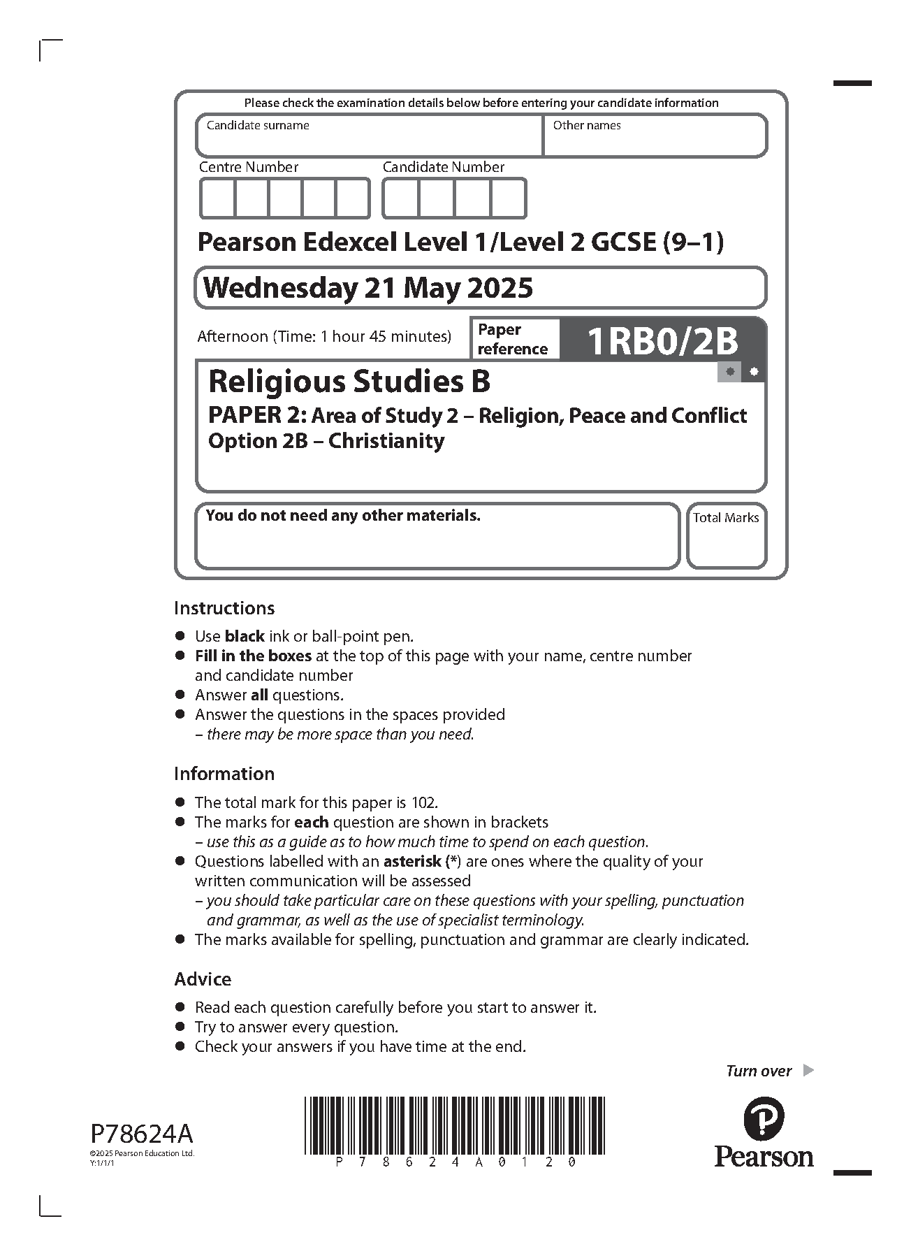 Pearson Edexcel GCSE Religious Studies B Paper 2b 2025 QP IMG-1