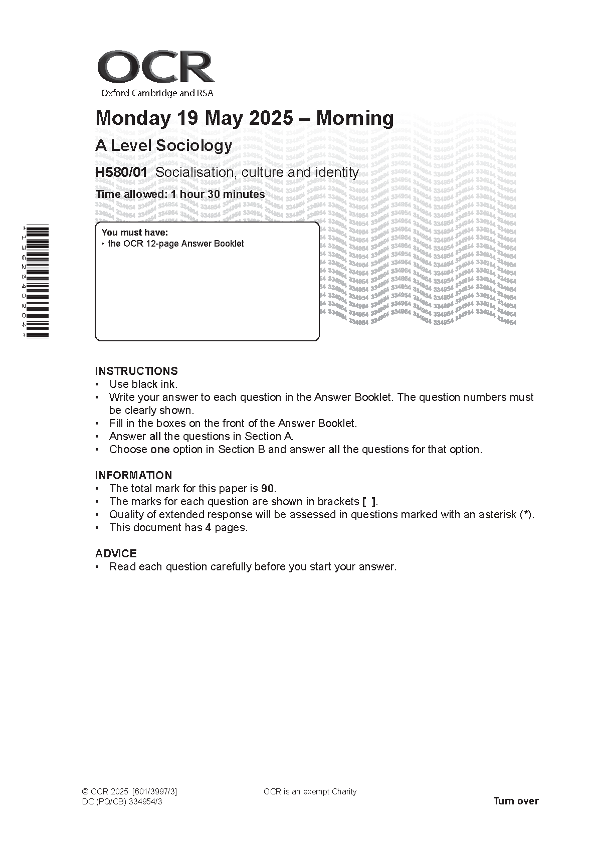 OCR A Level Sociology Paper 1 2025 Question Paper IMG-1