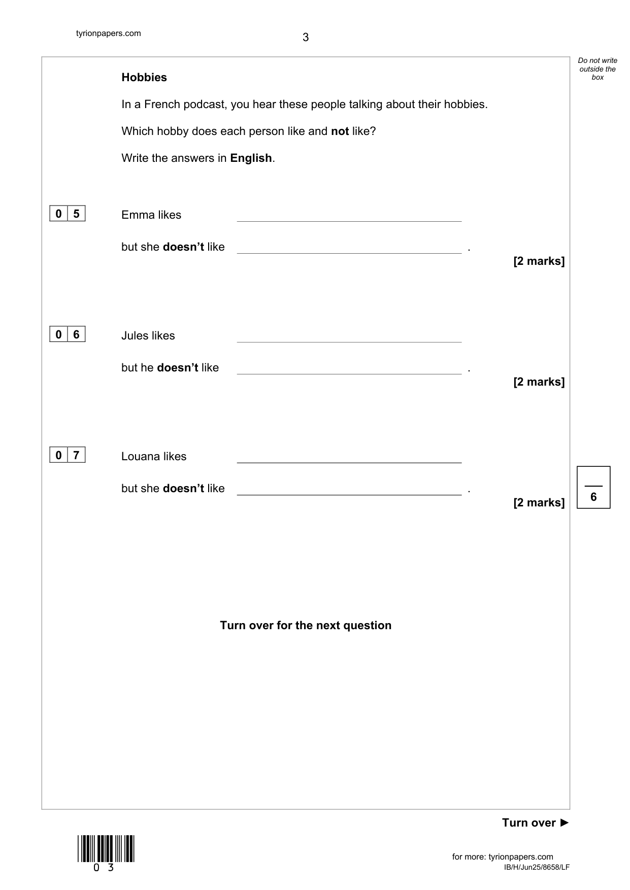 AQA GCSE French LF 2025 Listening Paper PDF IMG-3
